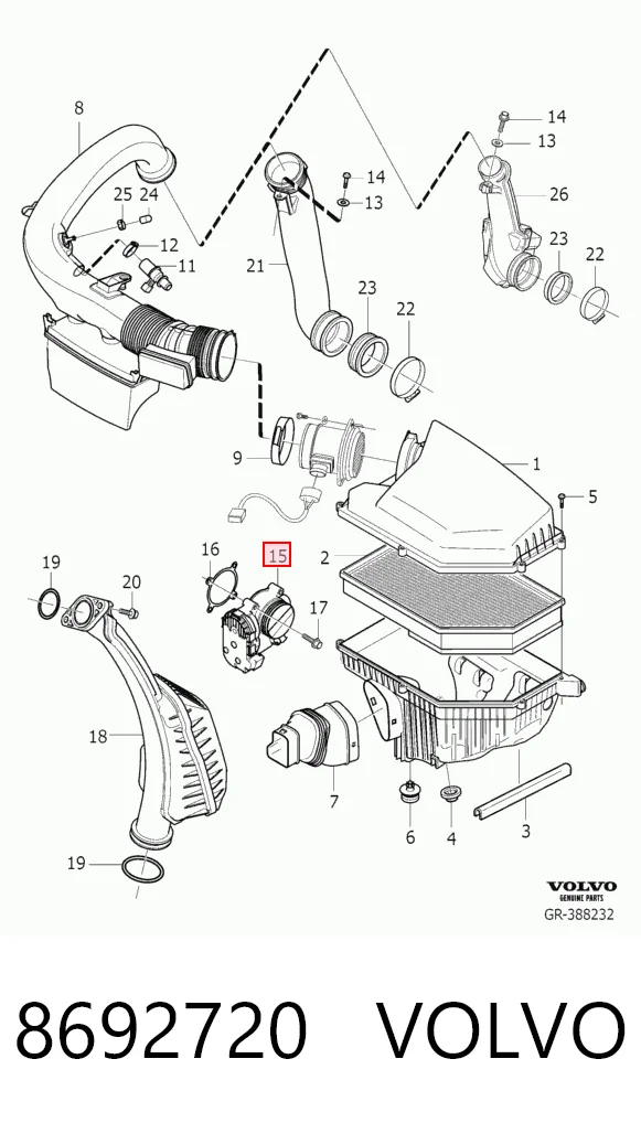 8692720 Volvo Дросільна заслінка в зборі