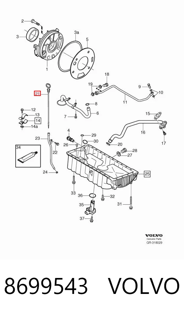 8699543 Volvo Покажчик рівня масла