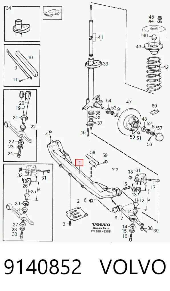  Підрамник передній Volvo 740 