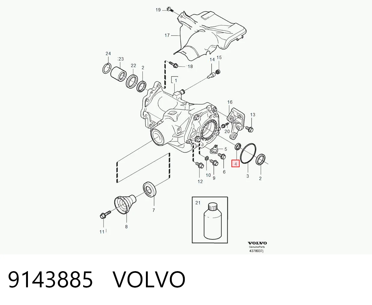 9143885 Volvo Сальник раздатки, задній, вихідний