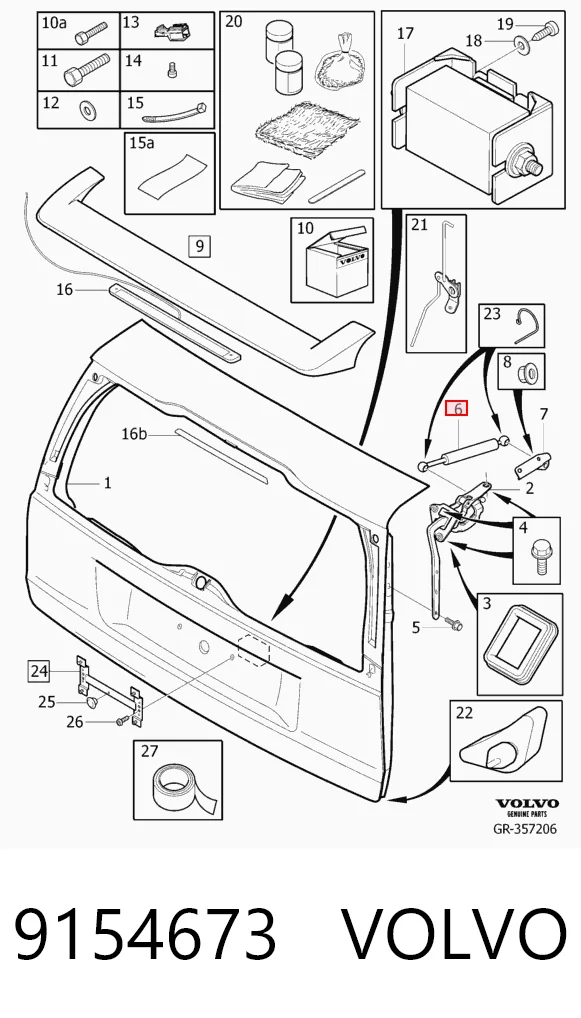 9154673 Volvo Амортизатор кришки багажника / двері 3/5-ї задньої