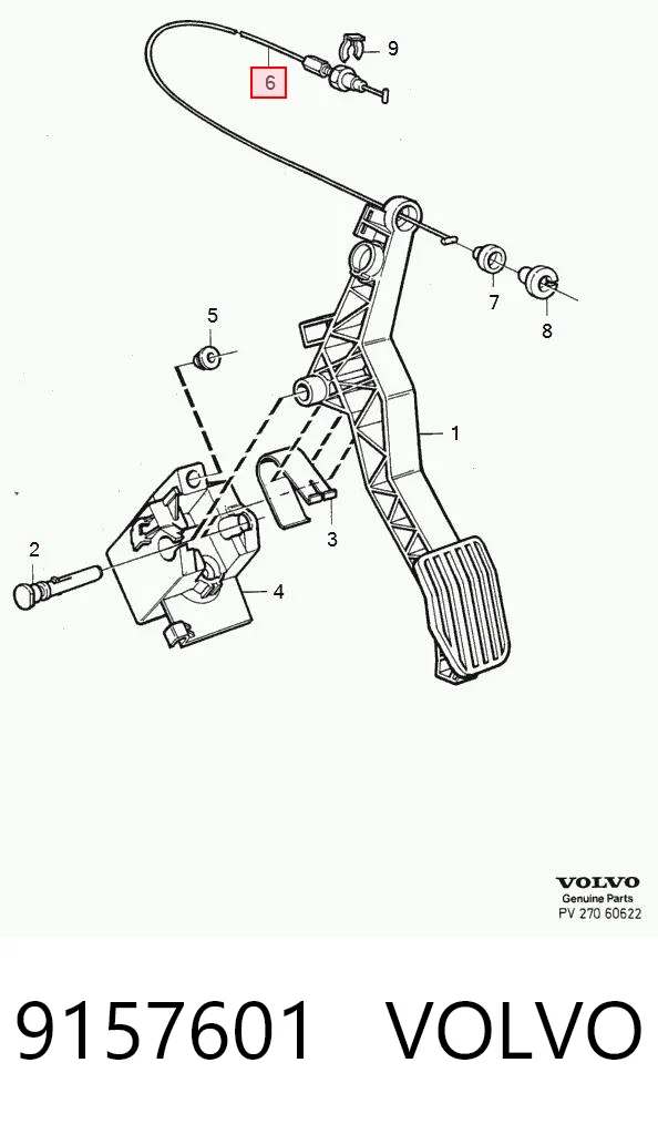 9157601 Volvo Трос газу (акселератора)