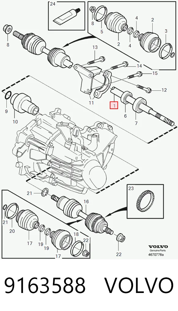 Піввісь передня, права Volvo V70 I універсал (LV) (1997 - 2000) ціна, від 115.18 USD