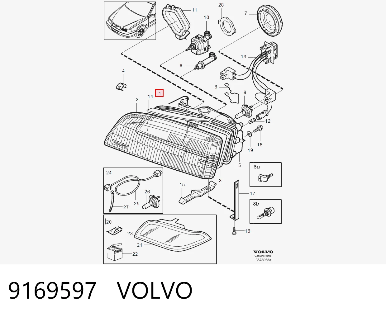  Фара права Volvo V70 1