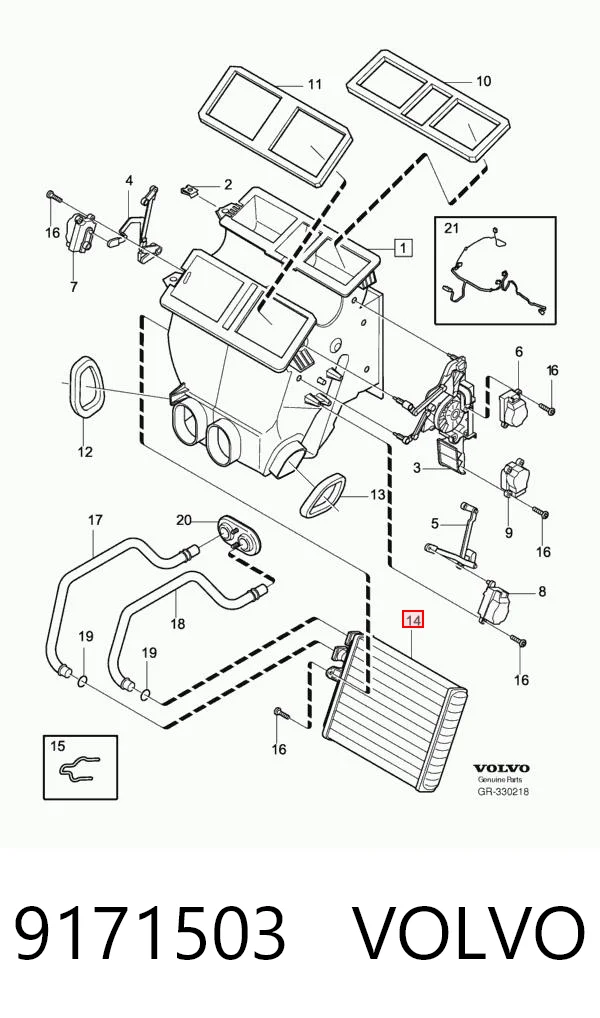 9171503 Volvo Радіатор опалювача салону
