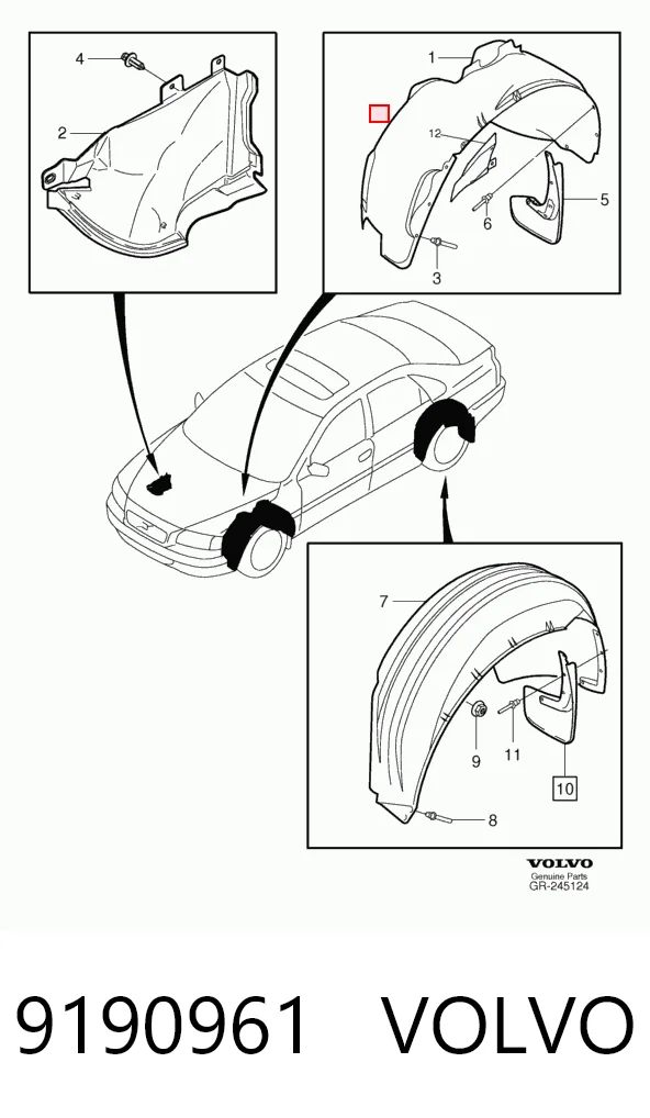 Подкрильнікі переднього крила, правий Volvo S80 I седан (TS, TH, KV) (1998 - 2006) ціна, від 15.56 USD