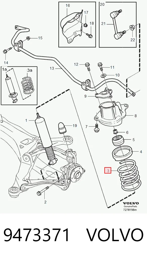 9473371 Volvo Пружина підвіски задня