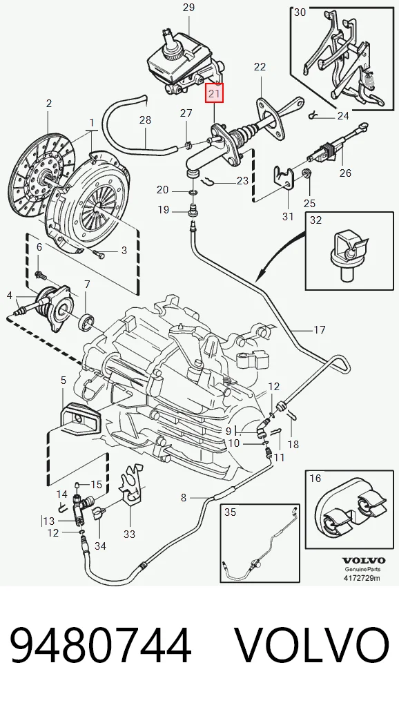 Циліндр зчеплення, головний на Volvo XC70 CROSS COUNTRY SZ, LZ