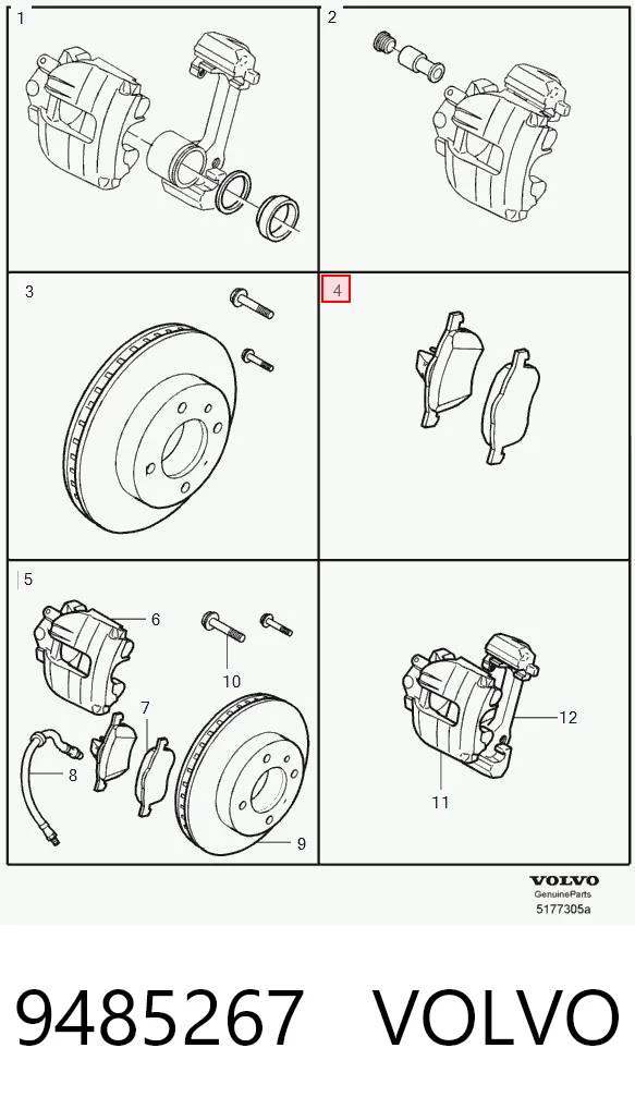 9485267 Volvo Передні гальмівні колодки