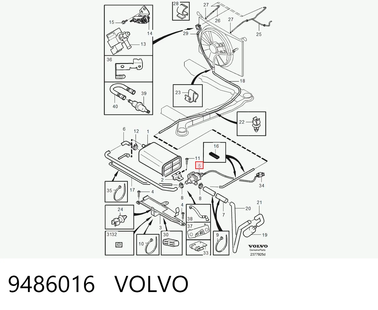 9486016 Volvo Клапан вентиляції газів паливного бака