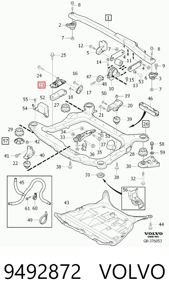 9492872 Volvo Права подушка мотора