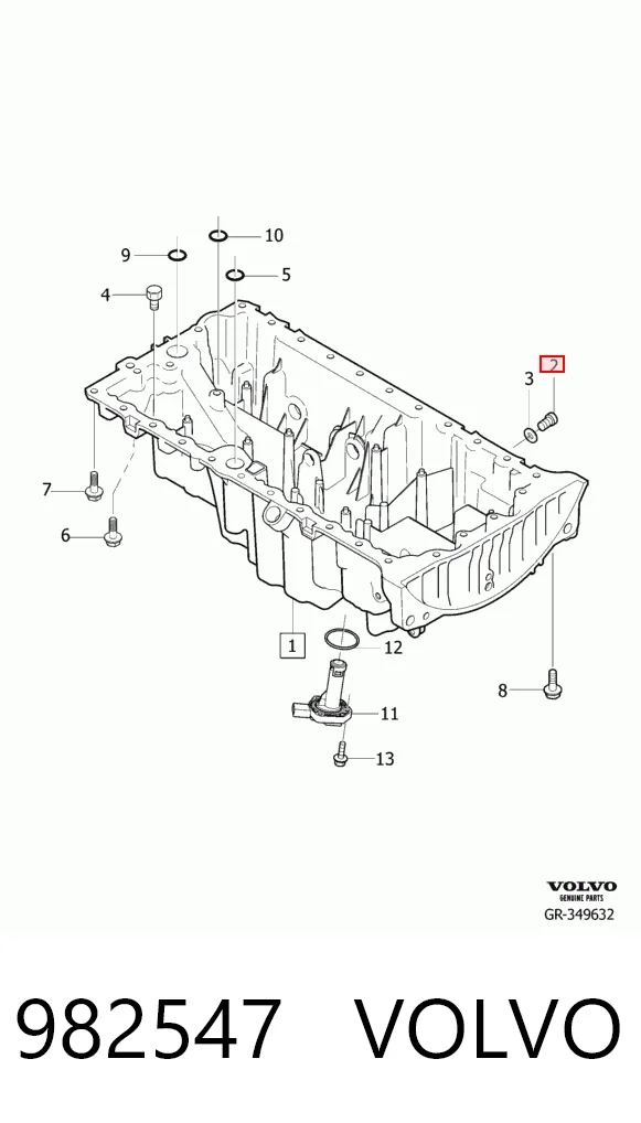 982547 Volvo Пробка піддона двигуна