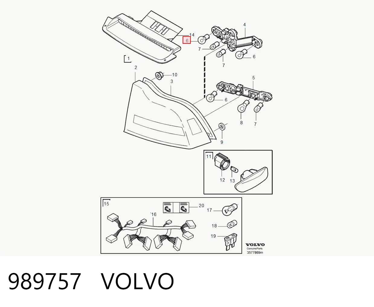 989757 Volvo Лампа автомобільна
