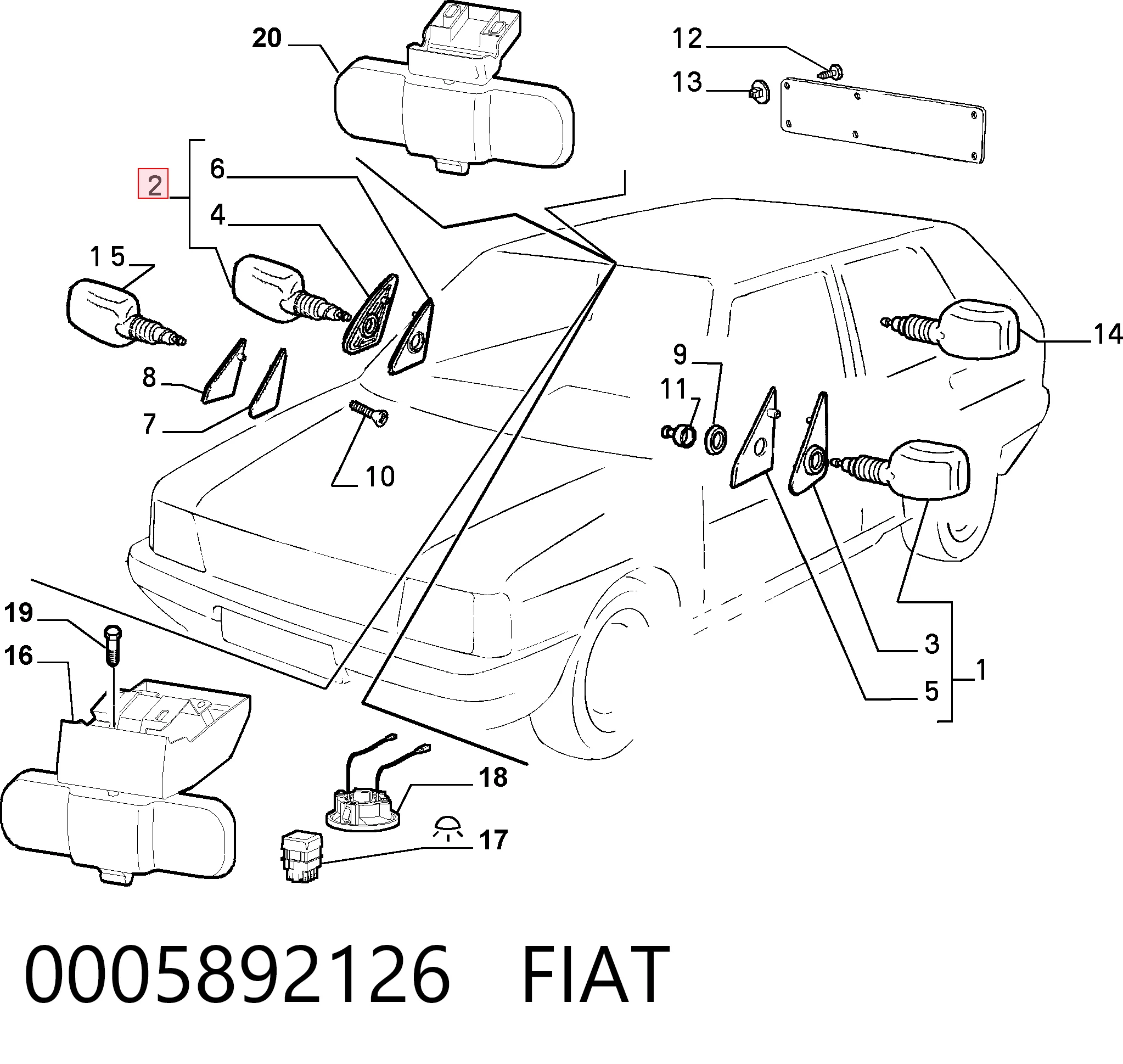 Купити Дзеркало праве Fiat Uno  146A