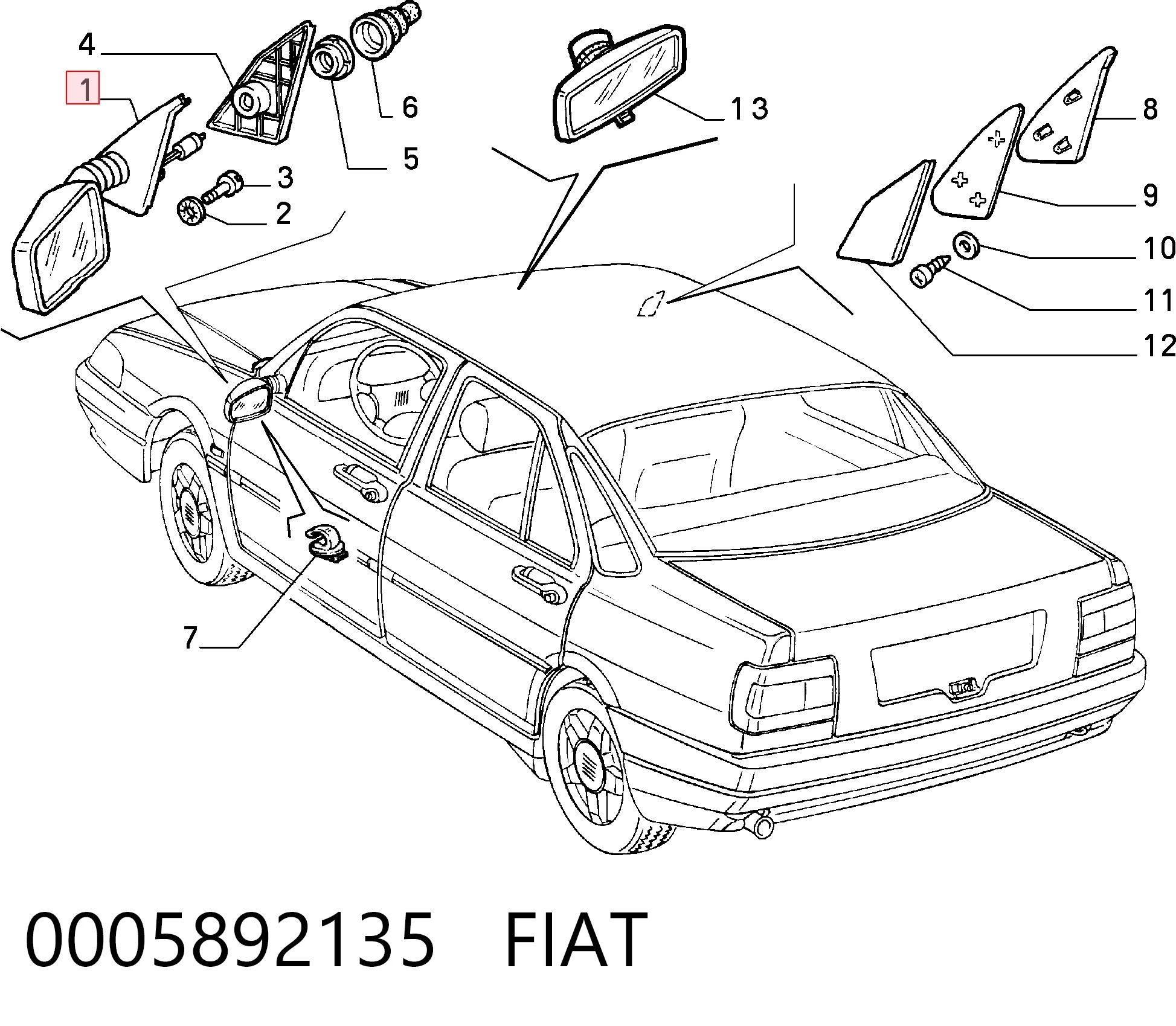 Купити Дзеркало праве Fiat Tempra  159