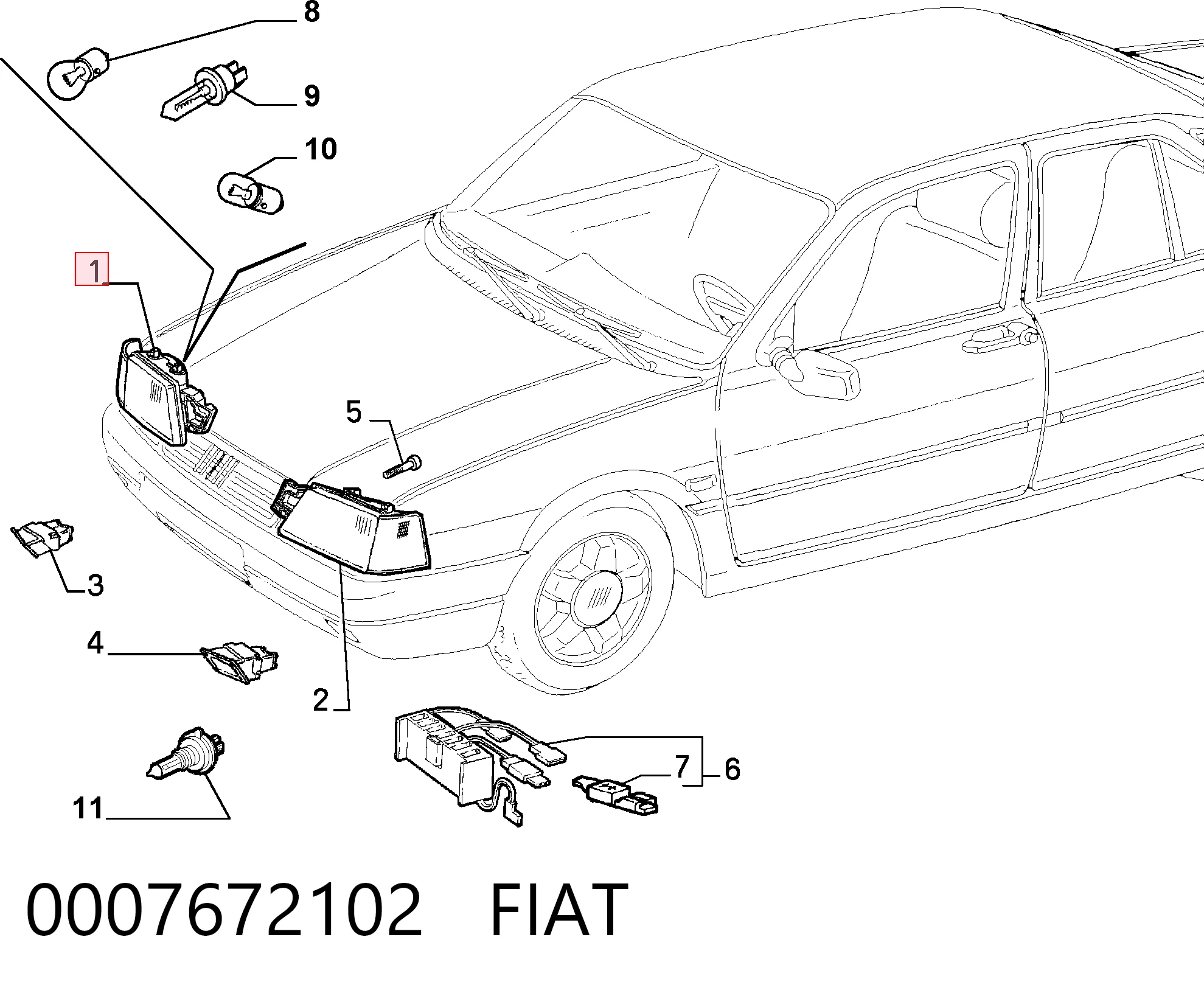 Основна фара - вставка на Fiat Tempra  159