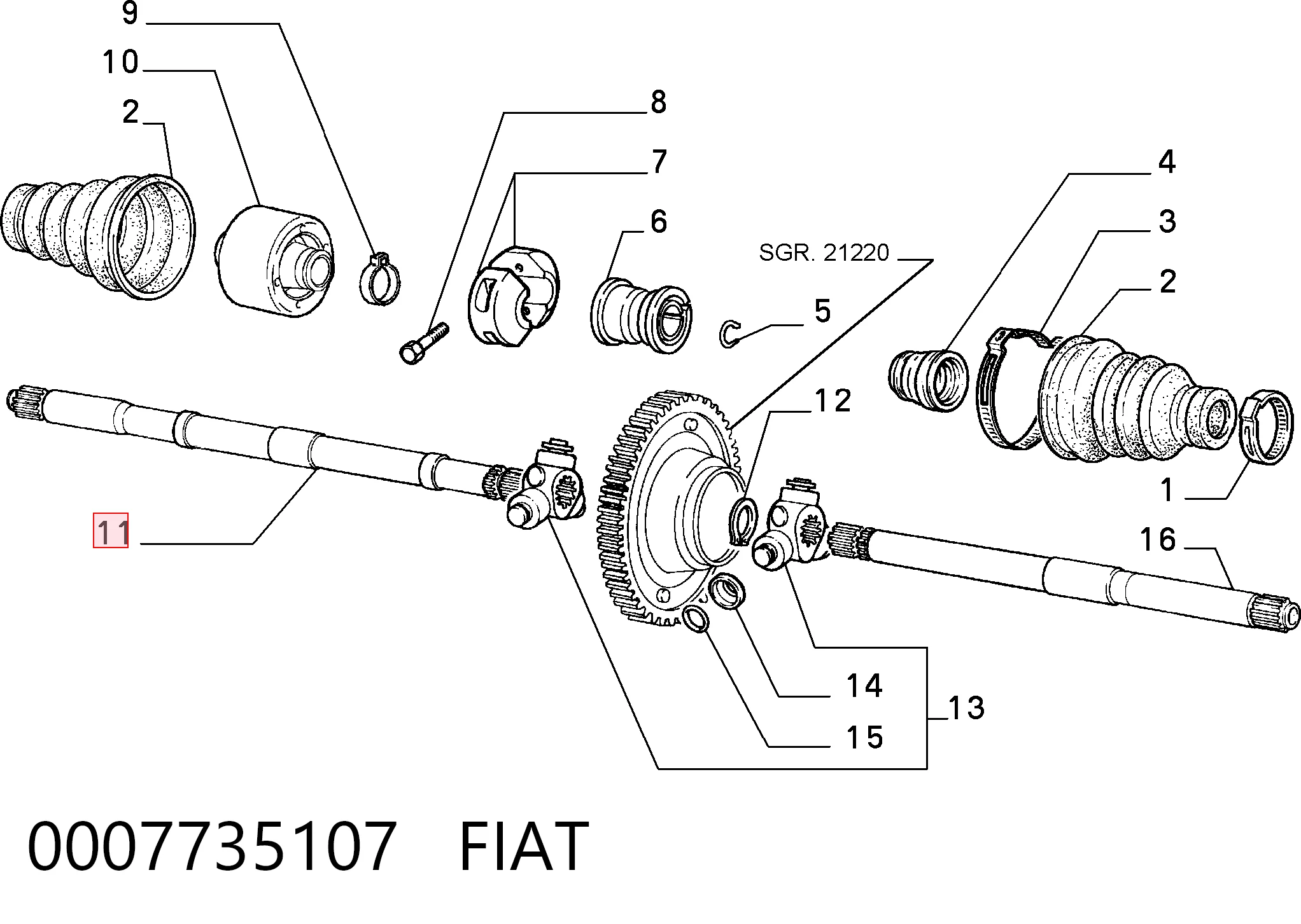 Привід передній правий на Fiat Brava  182