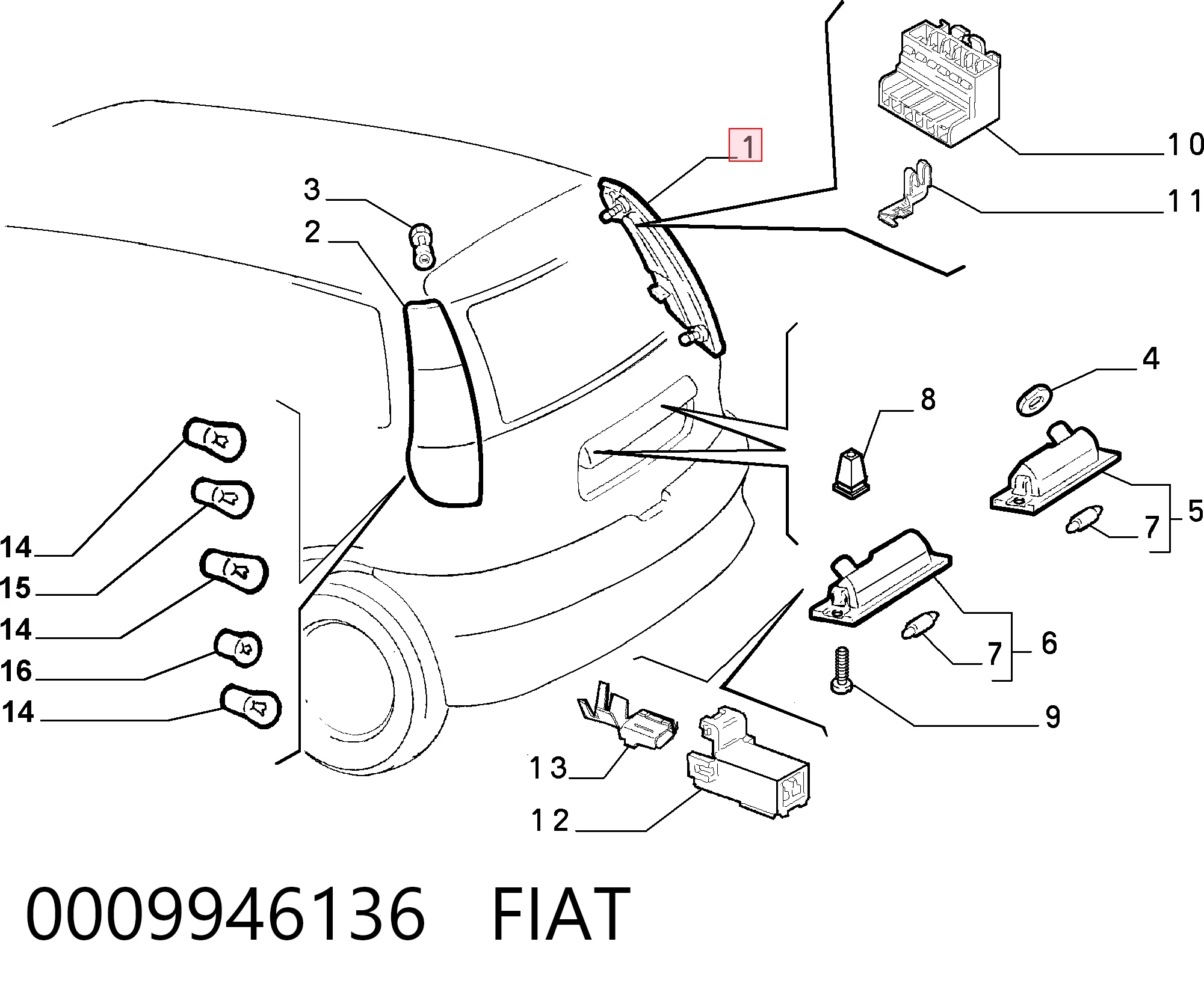 Ліхтар задній правий на Fiat Punto I 176