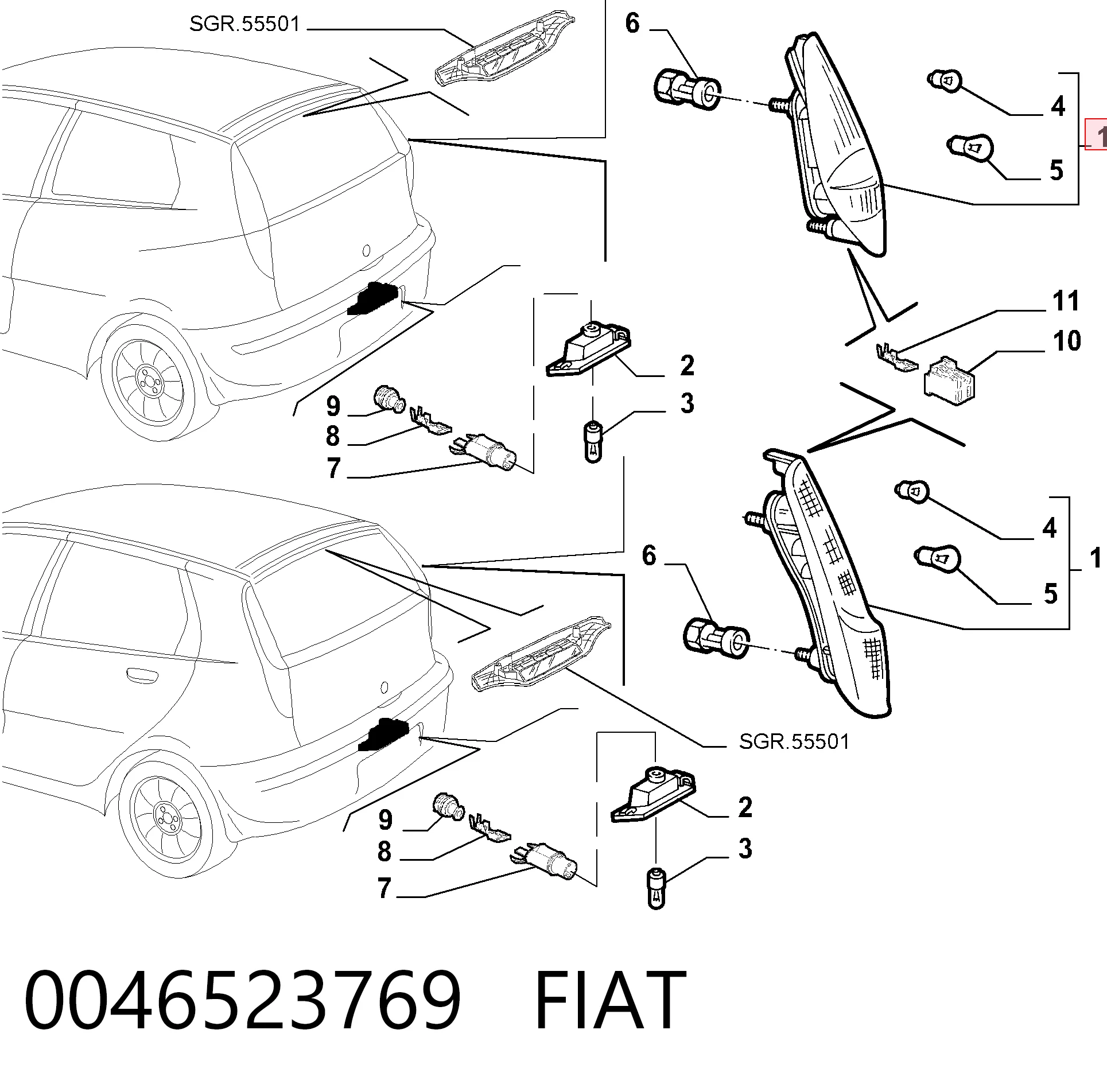 Ліхтар задній правий на Fiat Punto II 188