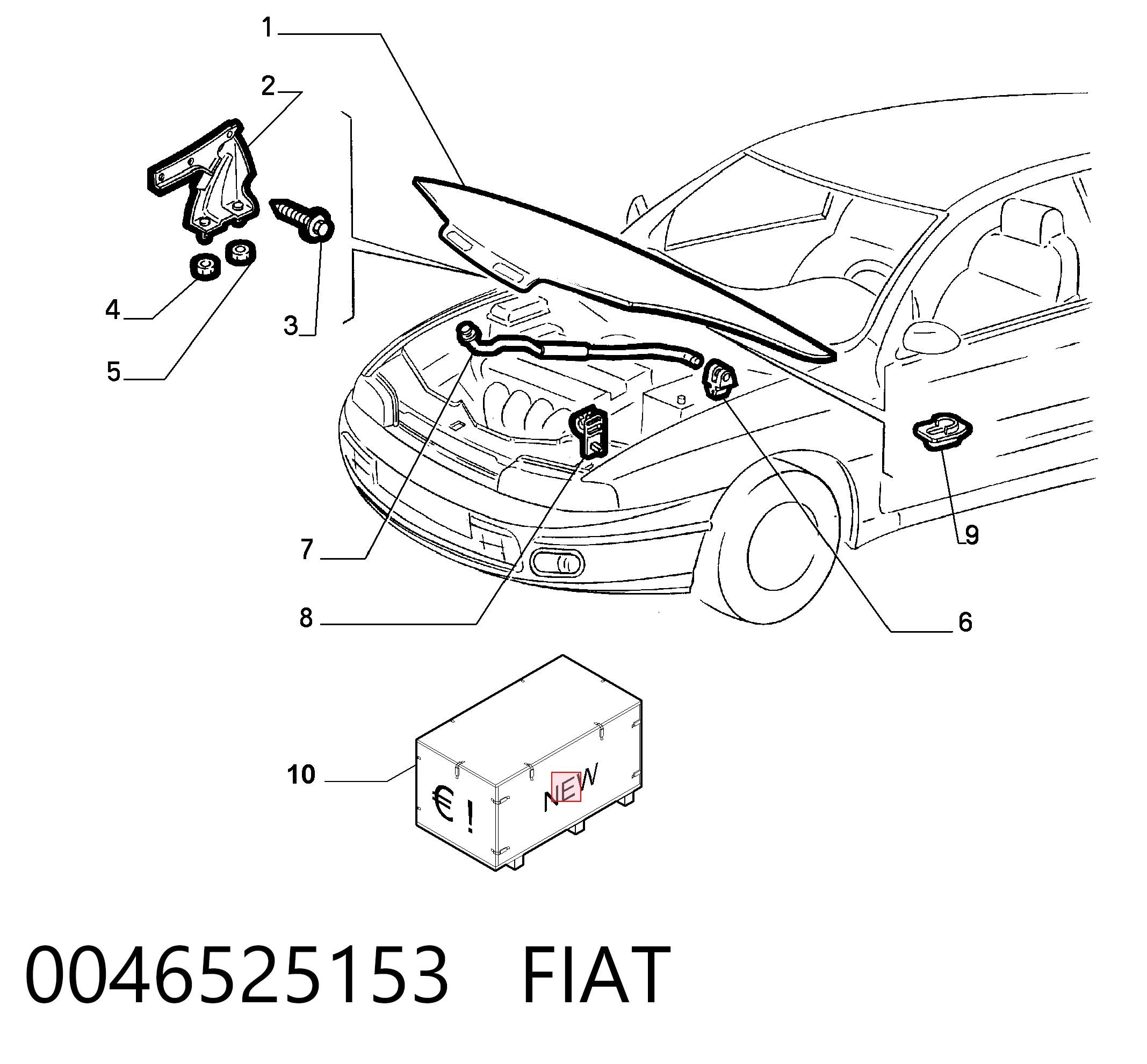 Капот на Fiat Punto II 188