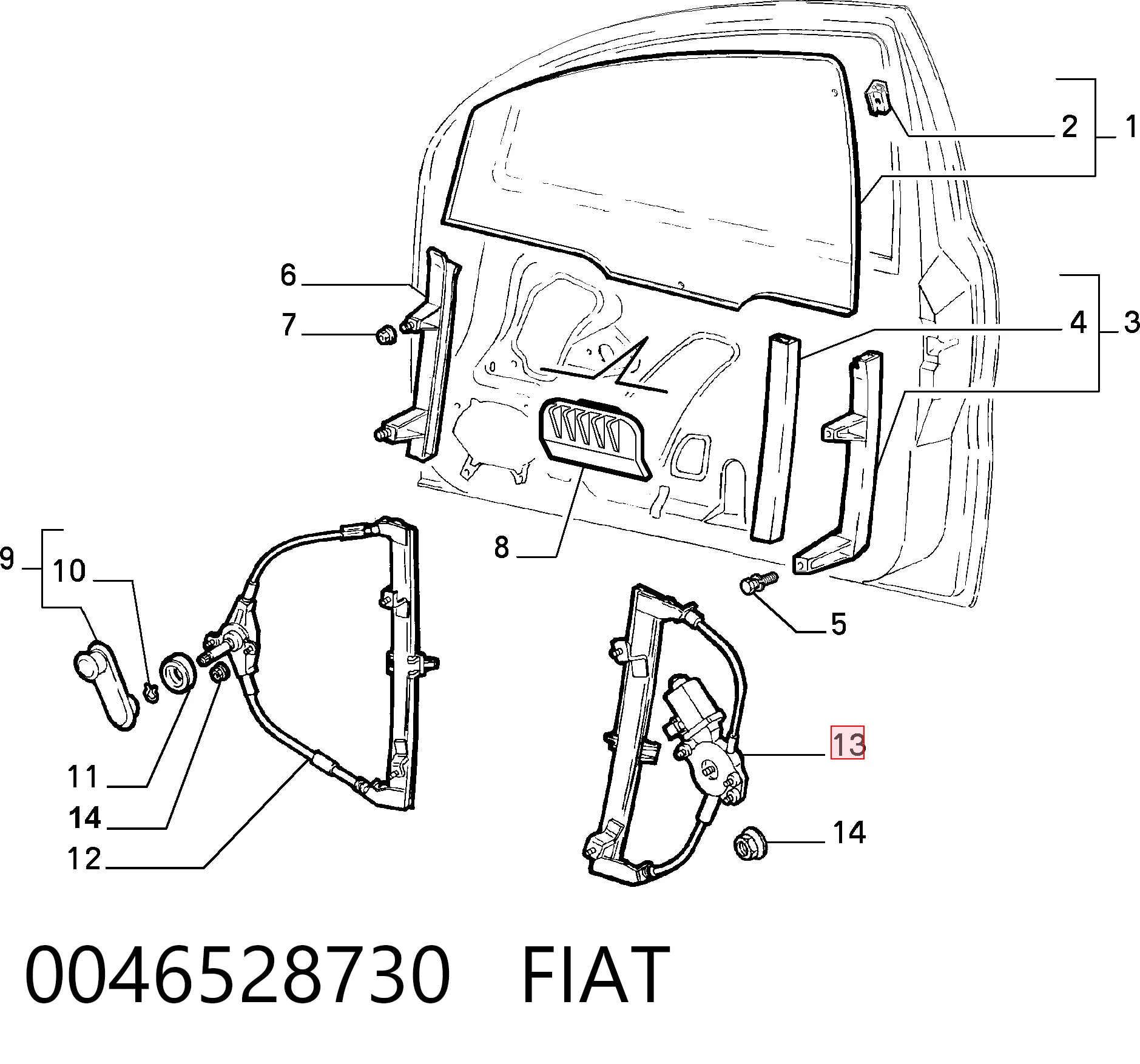 Купити Механізм склопідіймача двері передньої, правої Fiat Marea  185