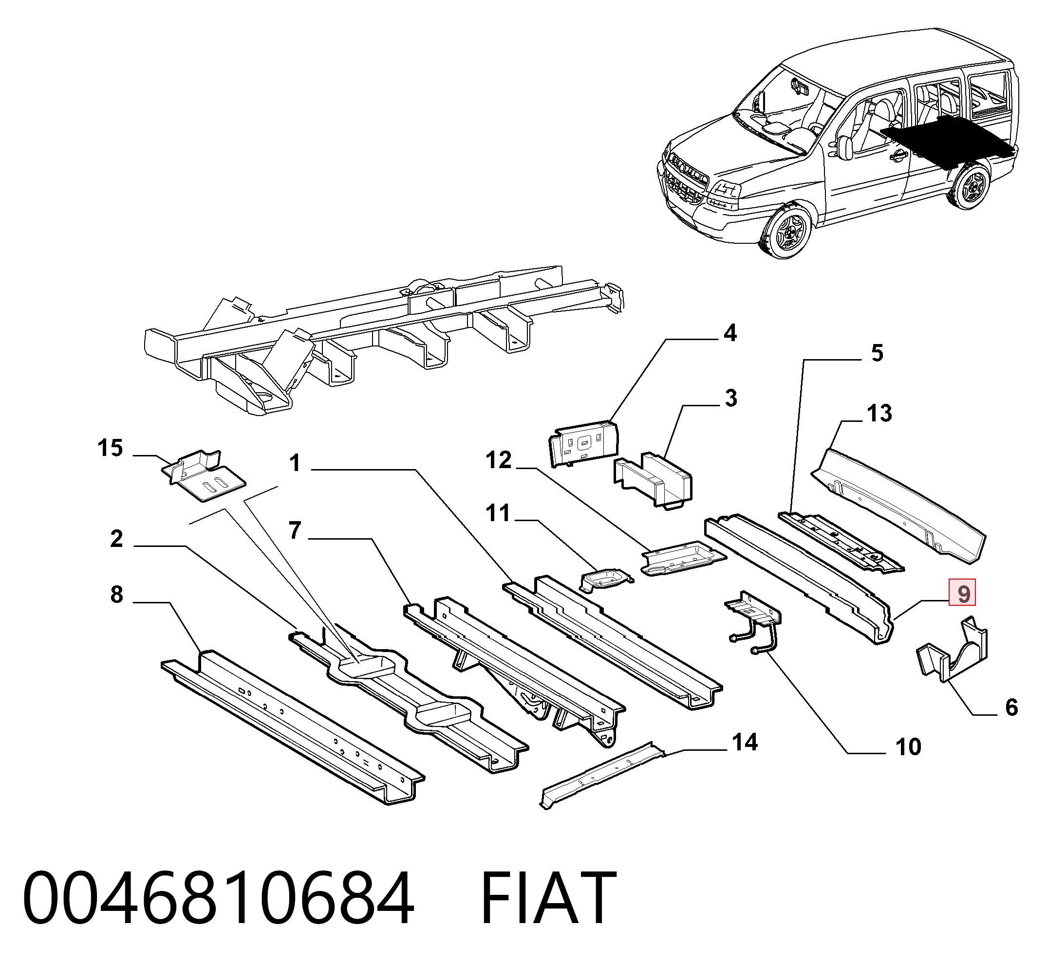 Шина бампера заднього на Fiat Doblo I 223
