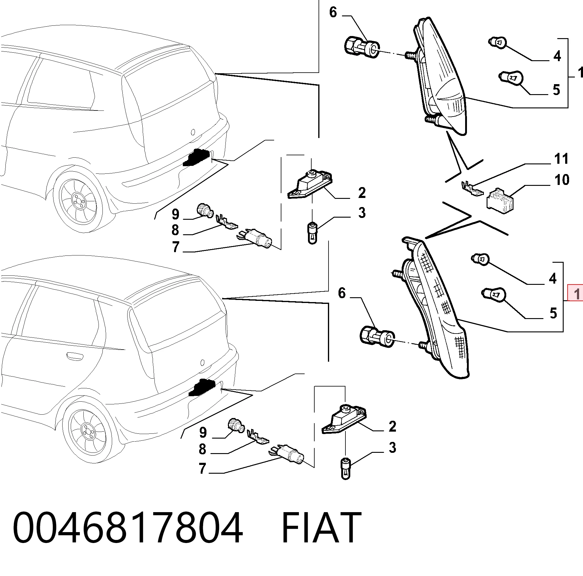 Ліхтар задній лівий Fiat Punto II хетчбек (188) (1999 - 2012) ціна, від 41.16 USD