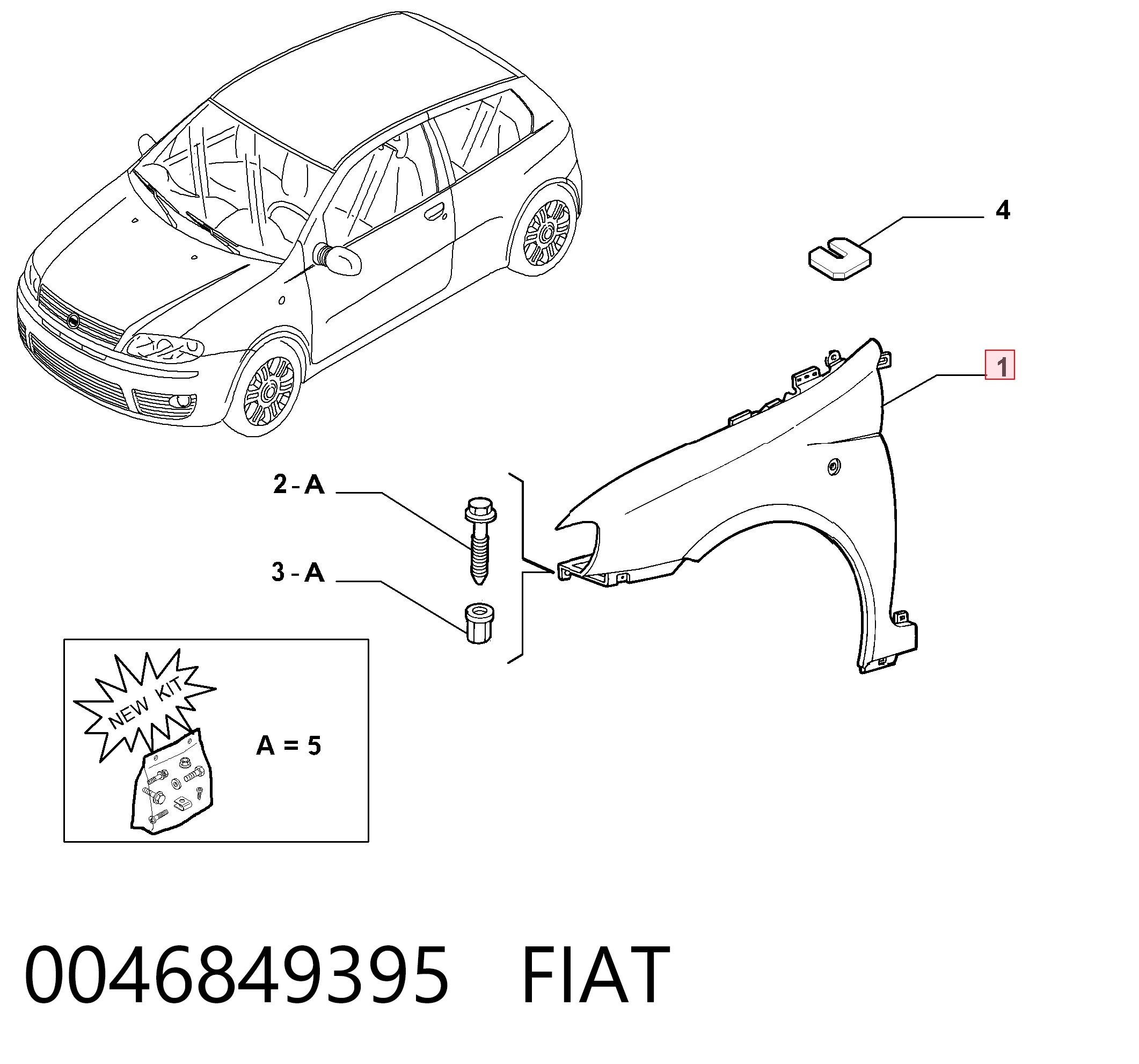 Переднє ліве крило на Fiat Punto II 188