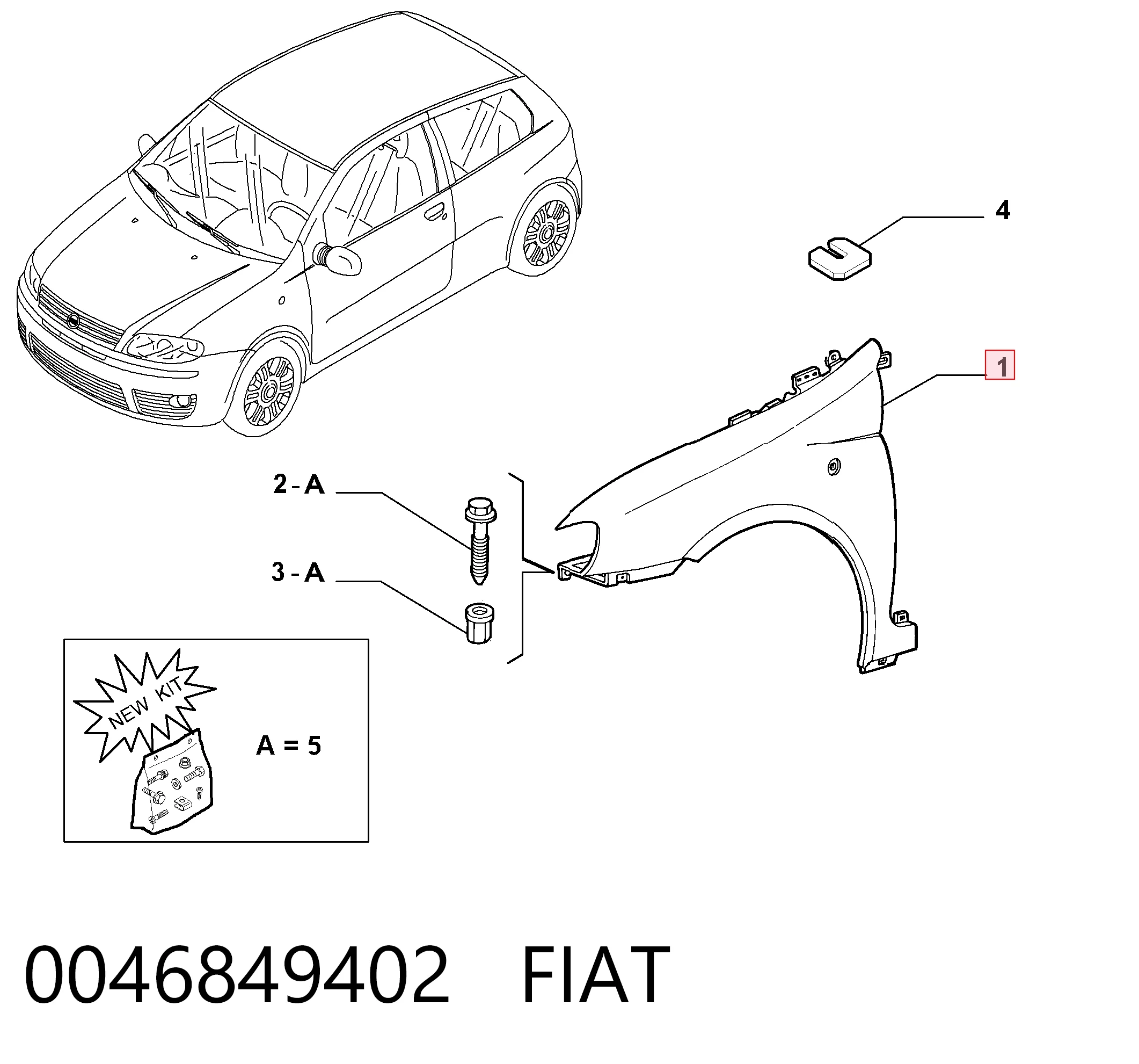 Крило переднє праве Fiat Punto II хетчбек (188) (1999 - 2012) ціна, від 50.99 USD
