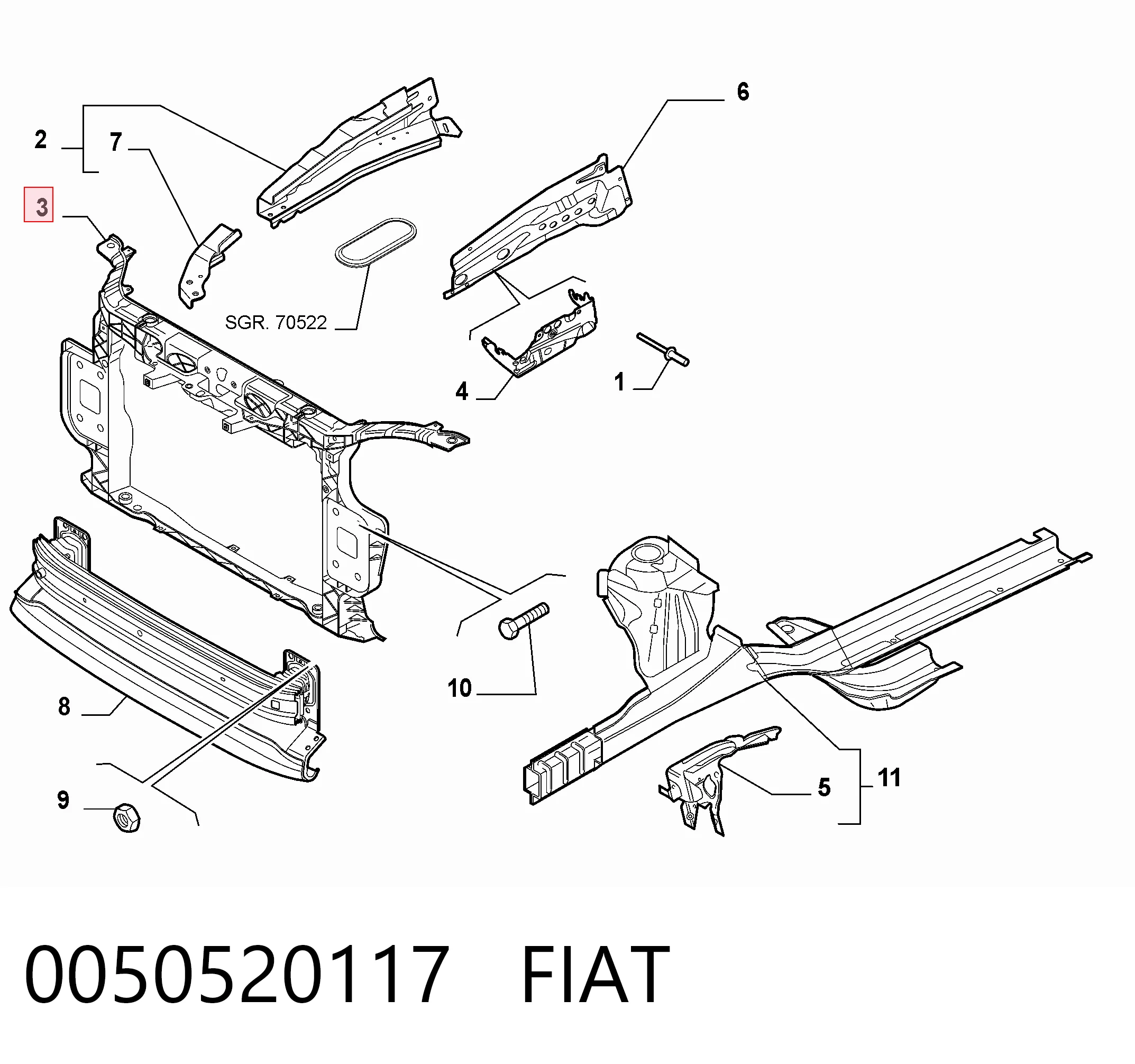 Купити Рамка радіатора Fiat Punto GRAND 199