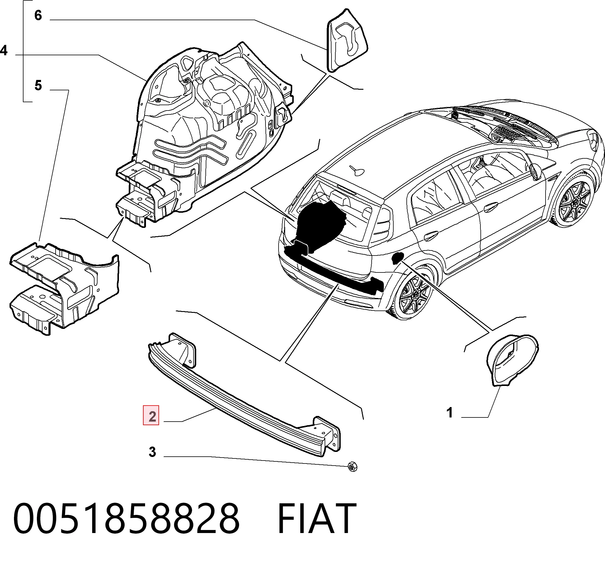 Балка бампера заднього Fiat Punto GRAND хетчбек (199) (2005 - 2018) ціна, від 60.16 USD
