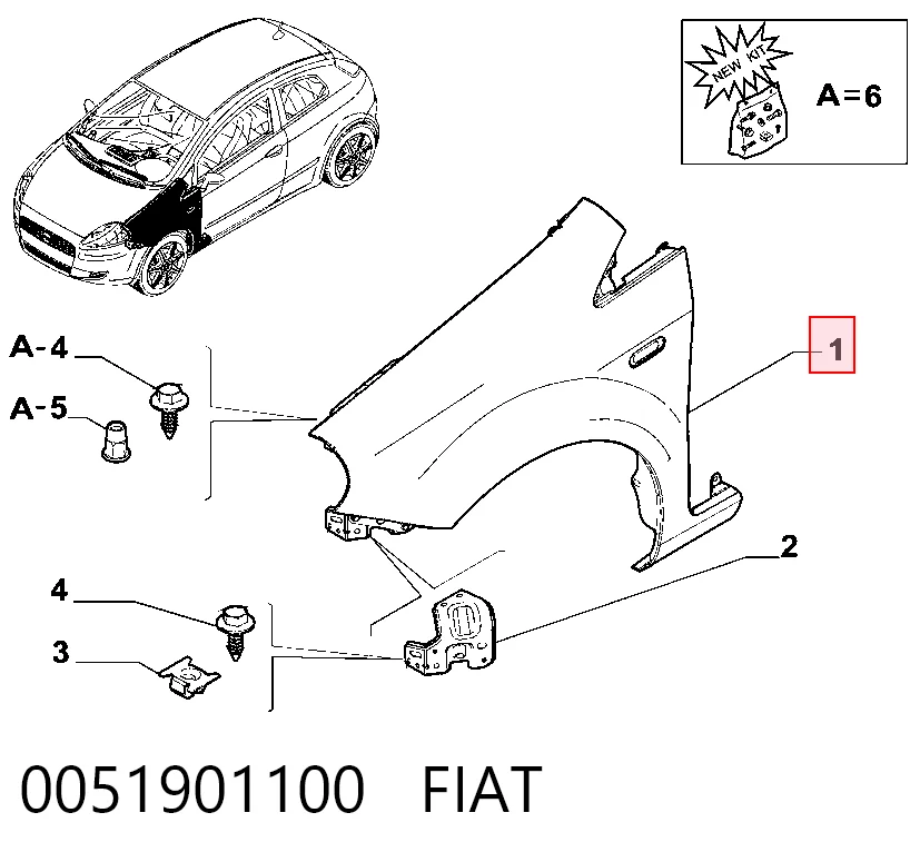Крило переднє праве Fiat Punto GRAND хетчбек (199) (2005 - 2018) ціна, від 65.71 USD