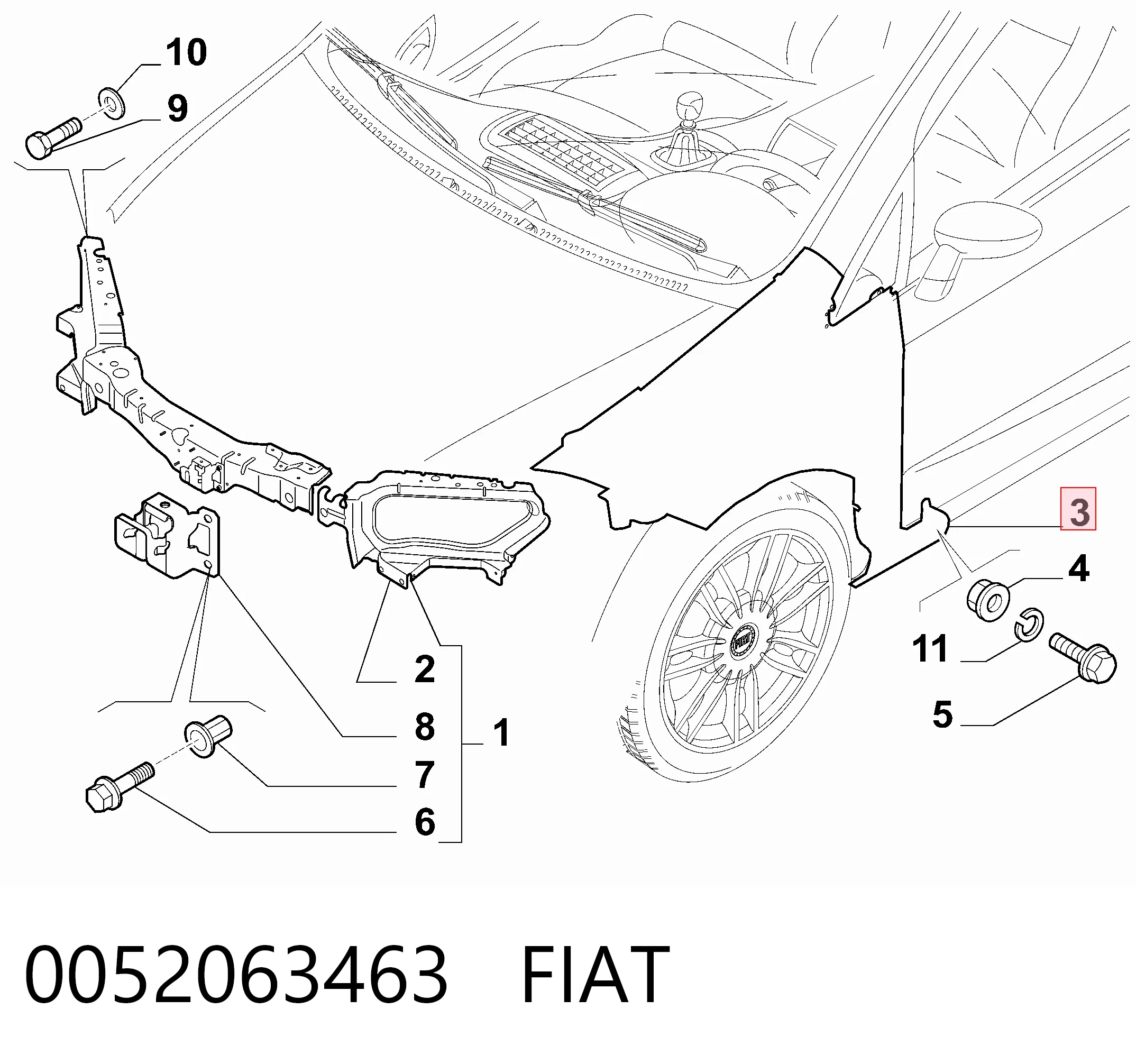 Крило переднє праве Fiat Linea седан (323) (2007 - 2026) ціна, від 92.34 USD