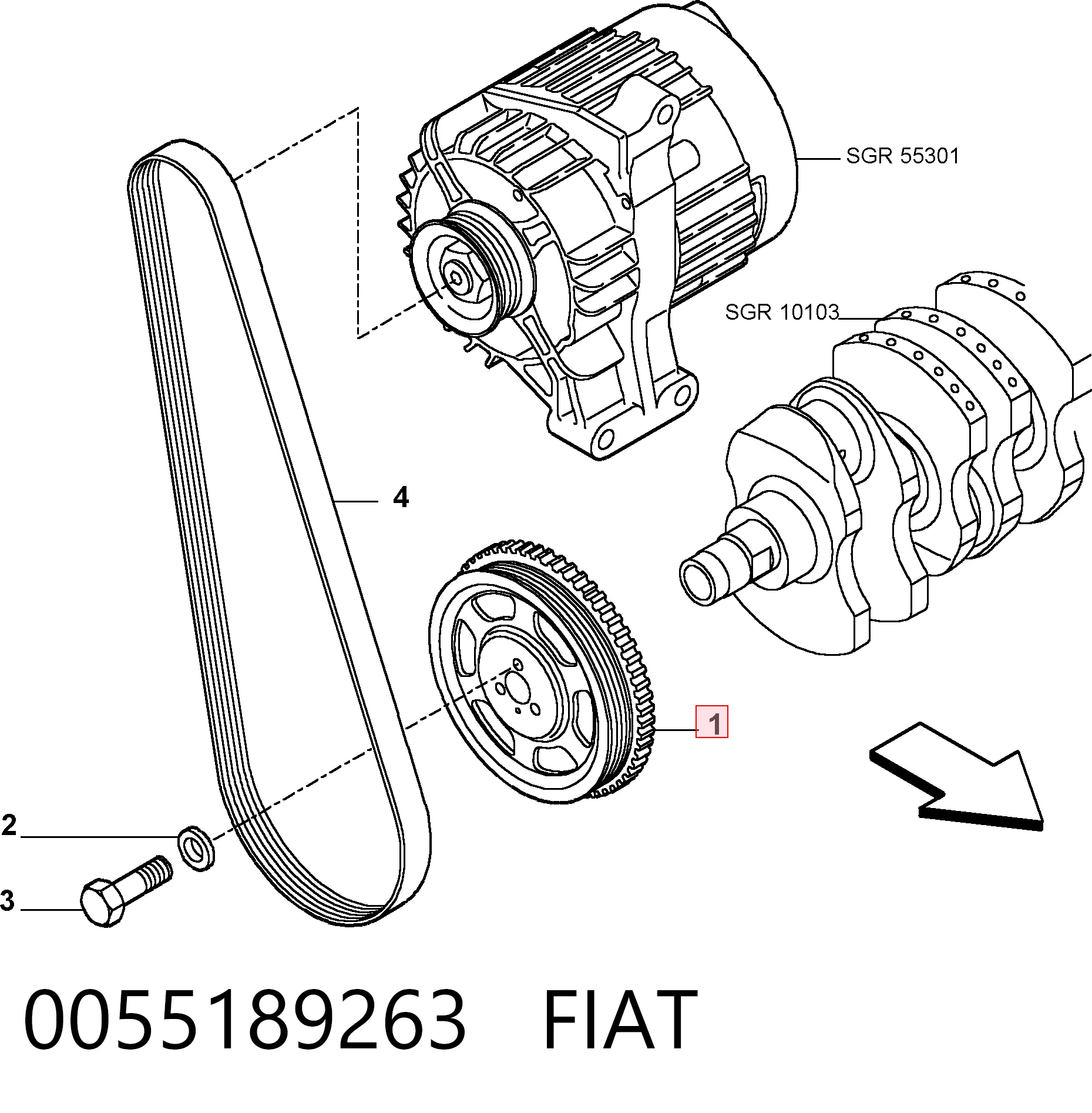 Демпферний шків колінвала Fiat 500 