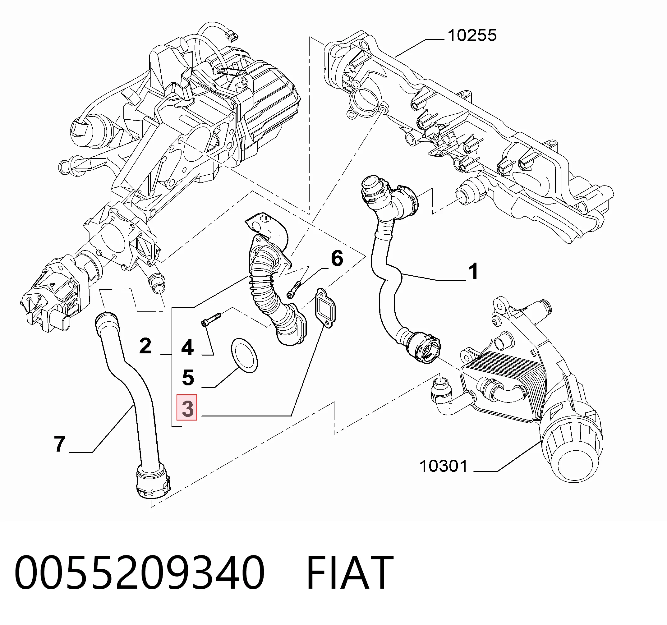55209340 Peugeot/Citroen Прокладка патрубка EGR до голівки блока (ГБЦ)