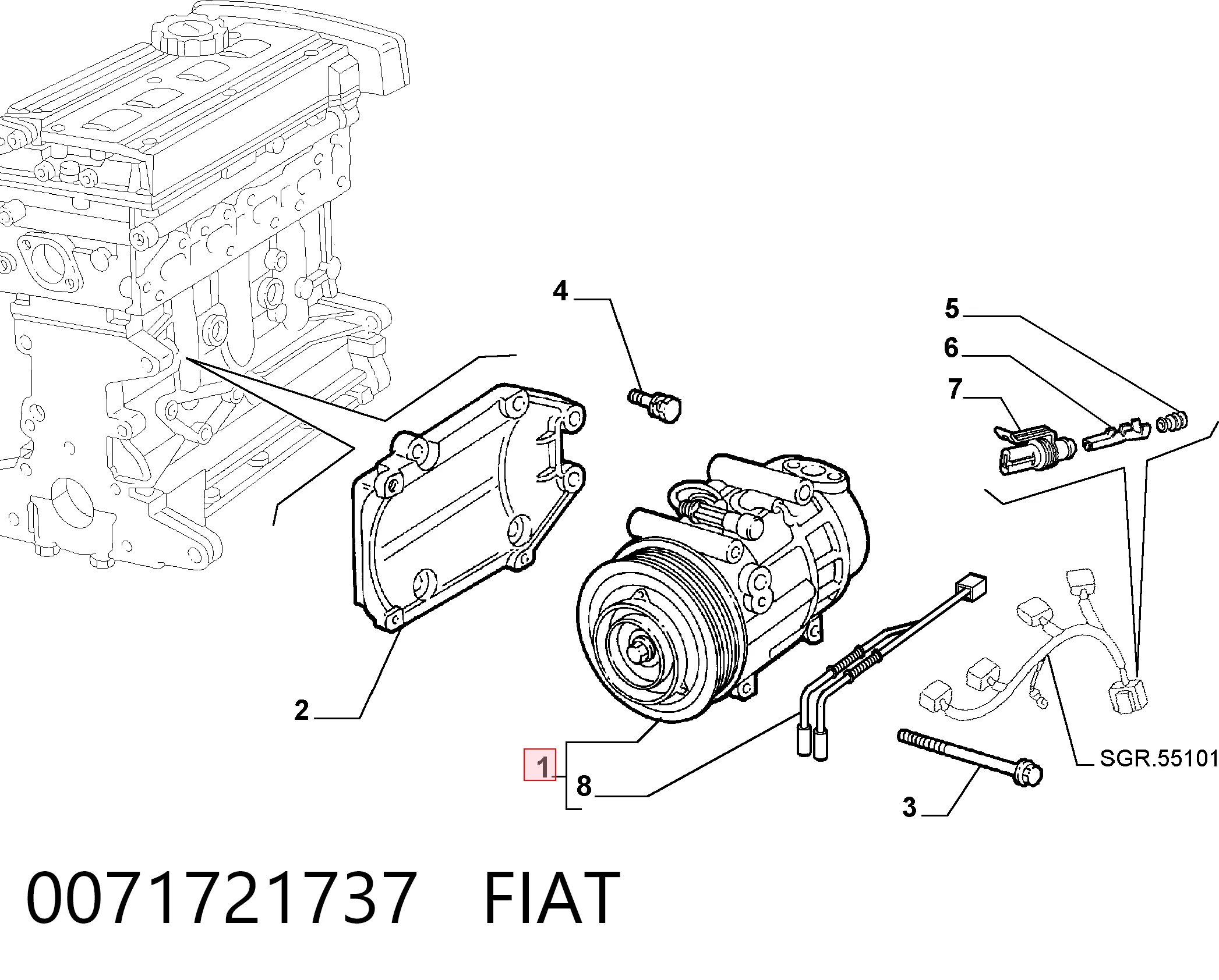 Компресор холодоагенту на Fiat Doblo I 223