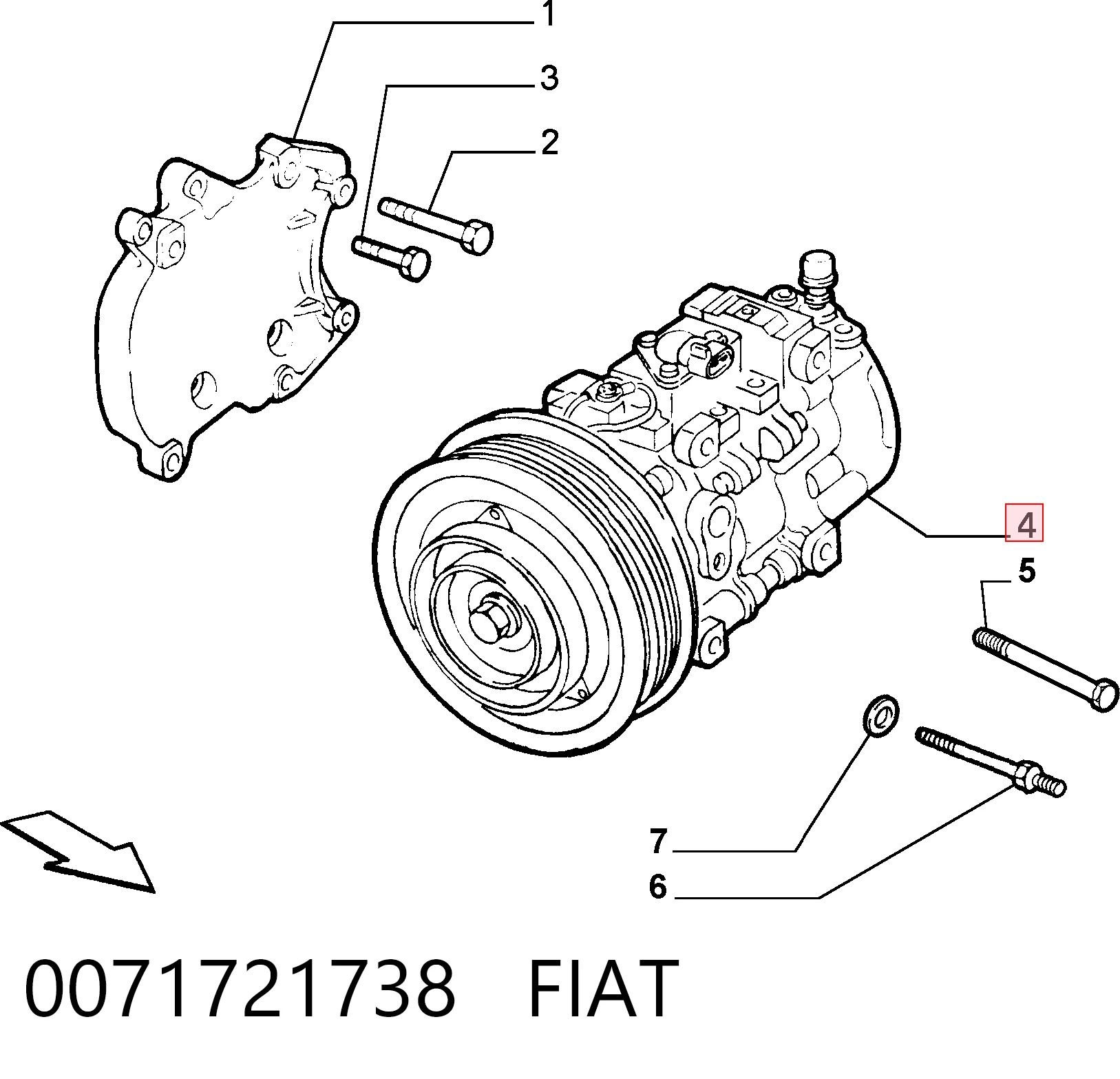 Компресор системи кондиціювання Fiat Doblo I фургон (223) (2001 - 2010) ціна, від 91.22 USD