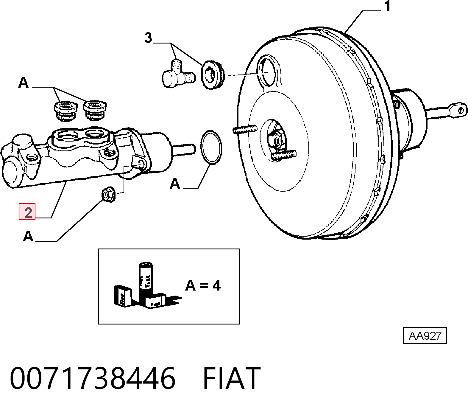 Циліндр гальмівний, головний на Fiat Punto I 176