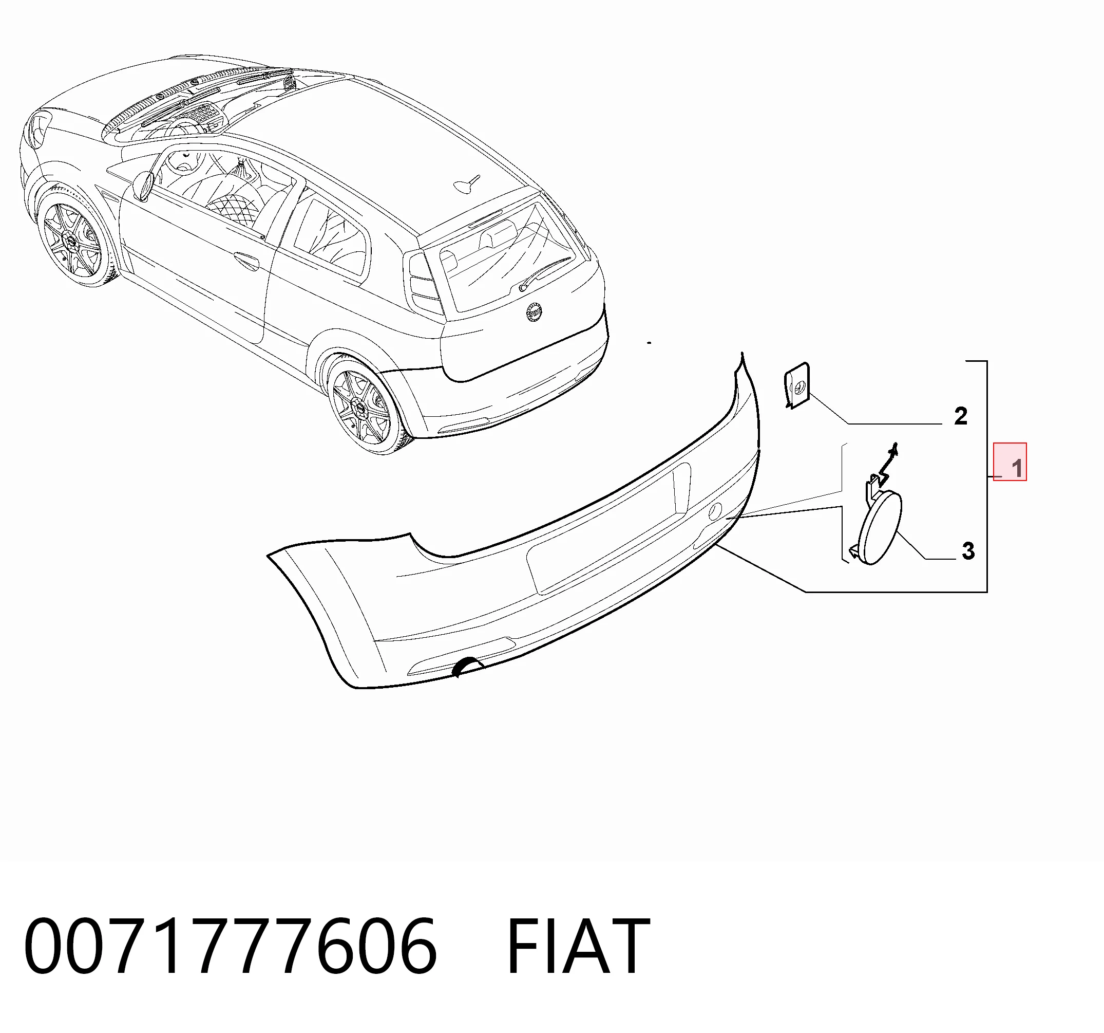 Буфер (бампер) задній на Fiat Punto GRAND 199