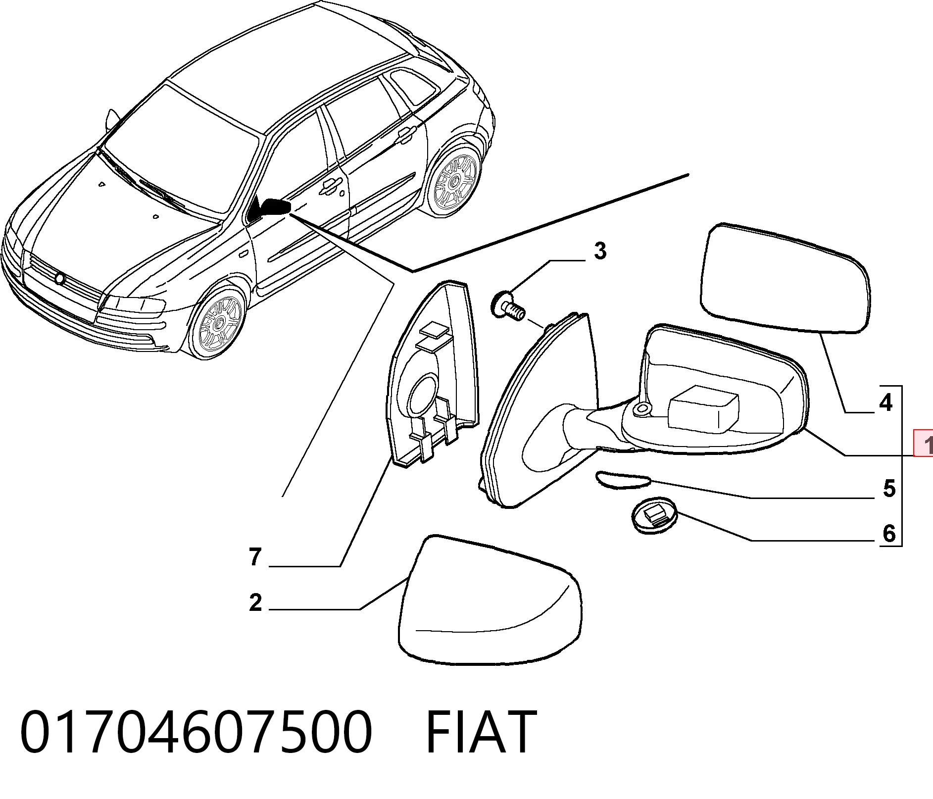  Ліве бокове дзеркало Fiat Stilo 