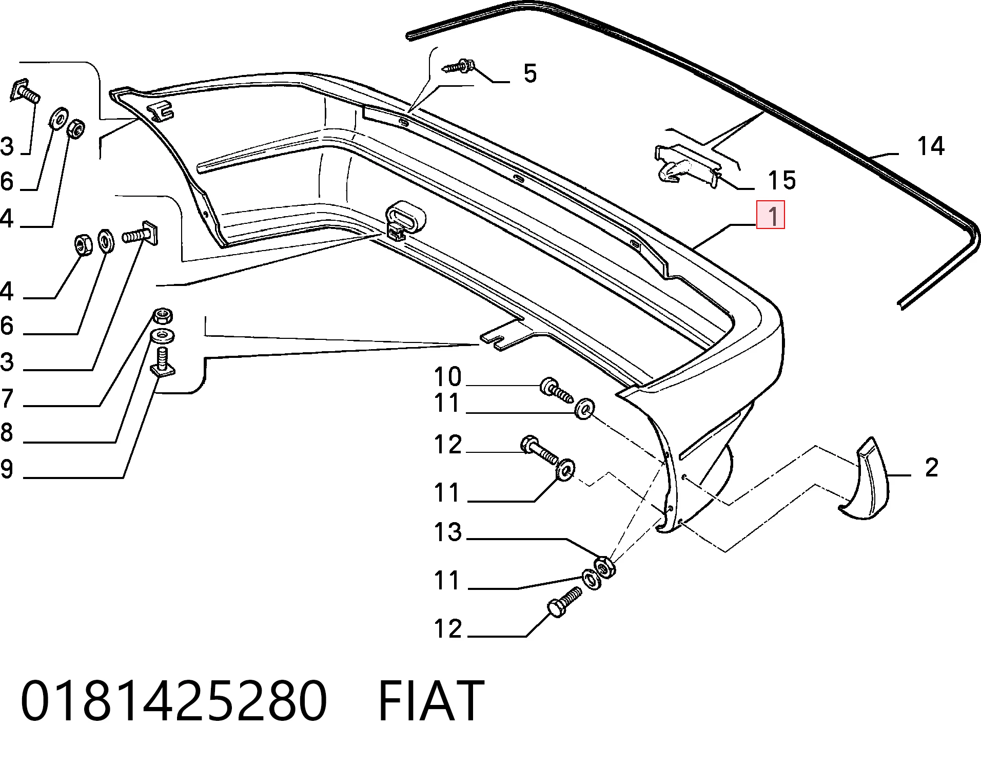Кожух бампера заднього Fiat Uno хетчбек (146A) (1983 - 1996) ціна, від 38.17 USD