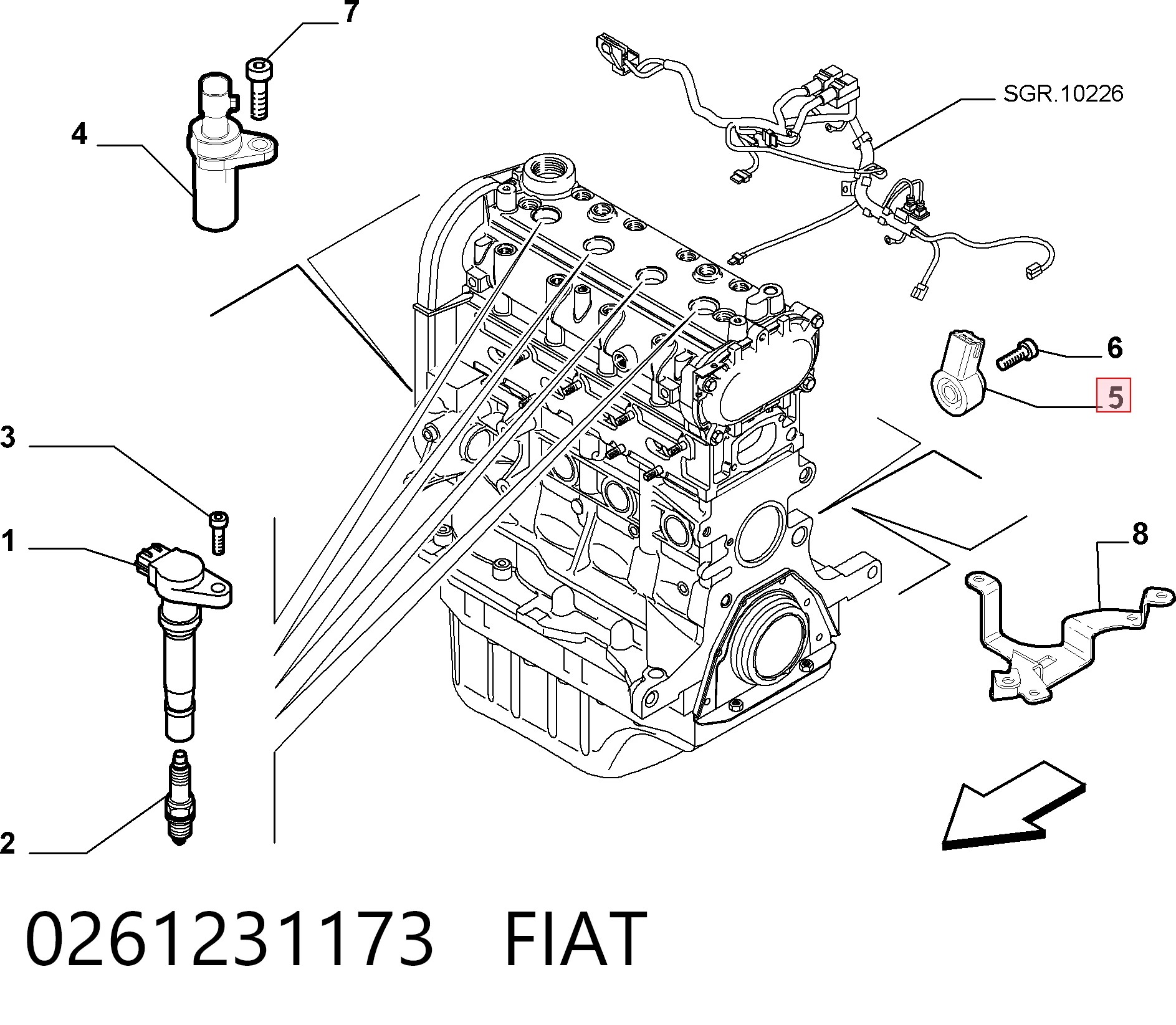 0261231173 Fiat/Alfa/Lancia Датчик детонації