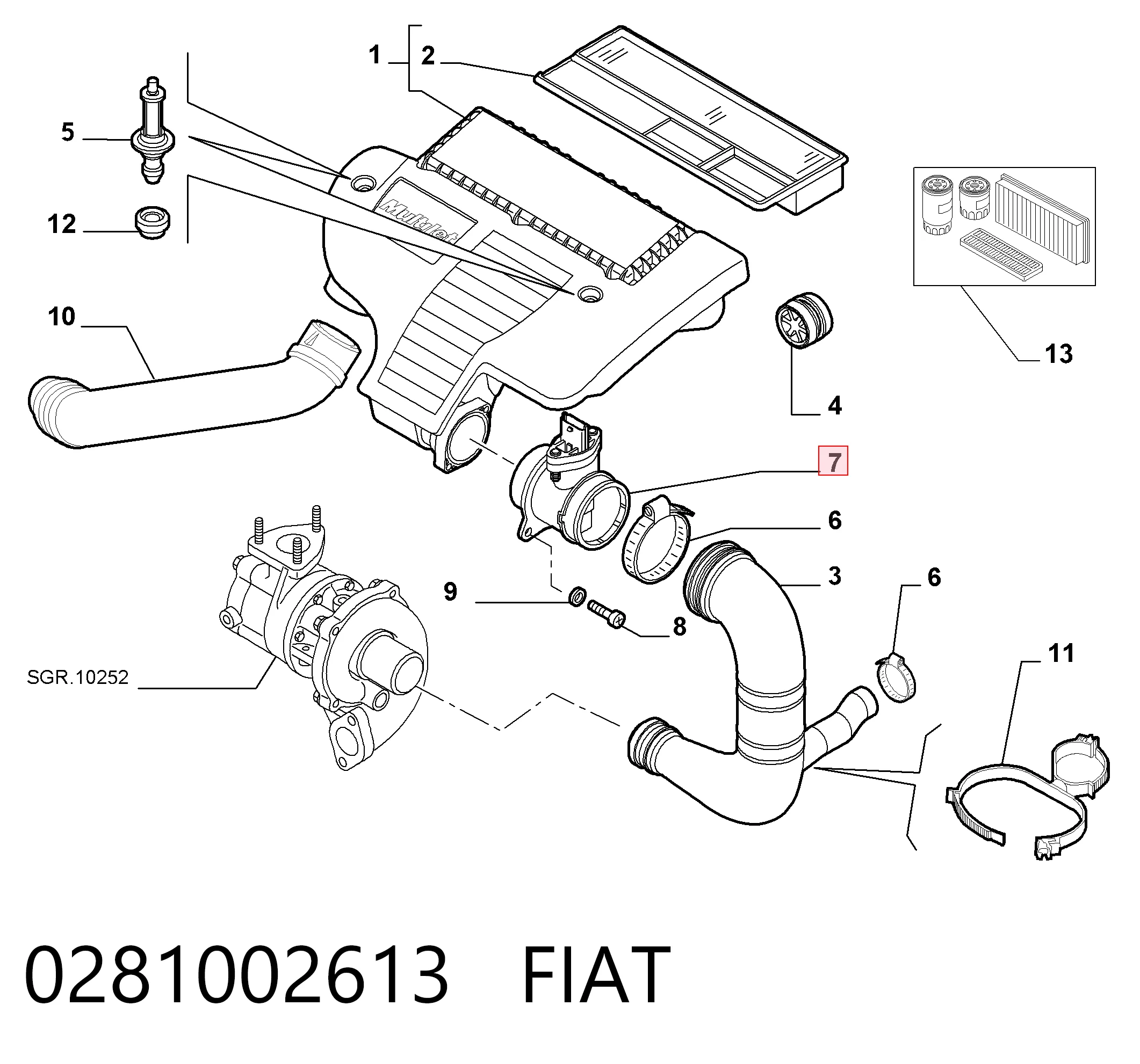 0281002613 Fiat/Alfa/Lancia Датчик витрати повітря