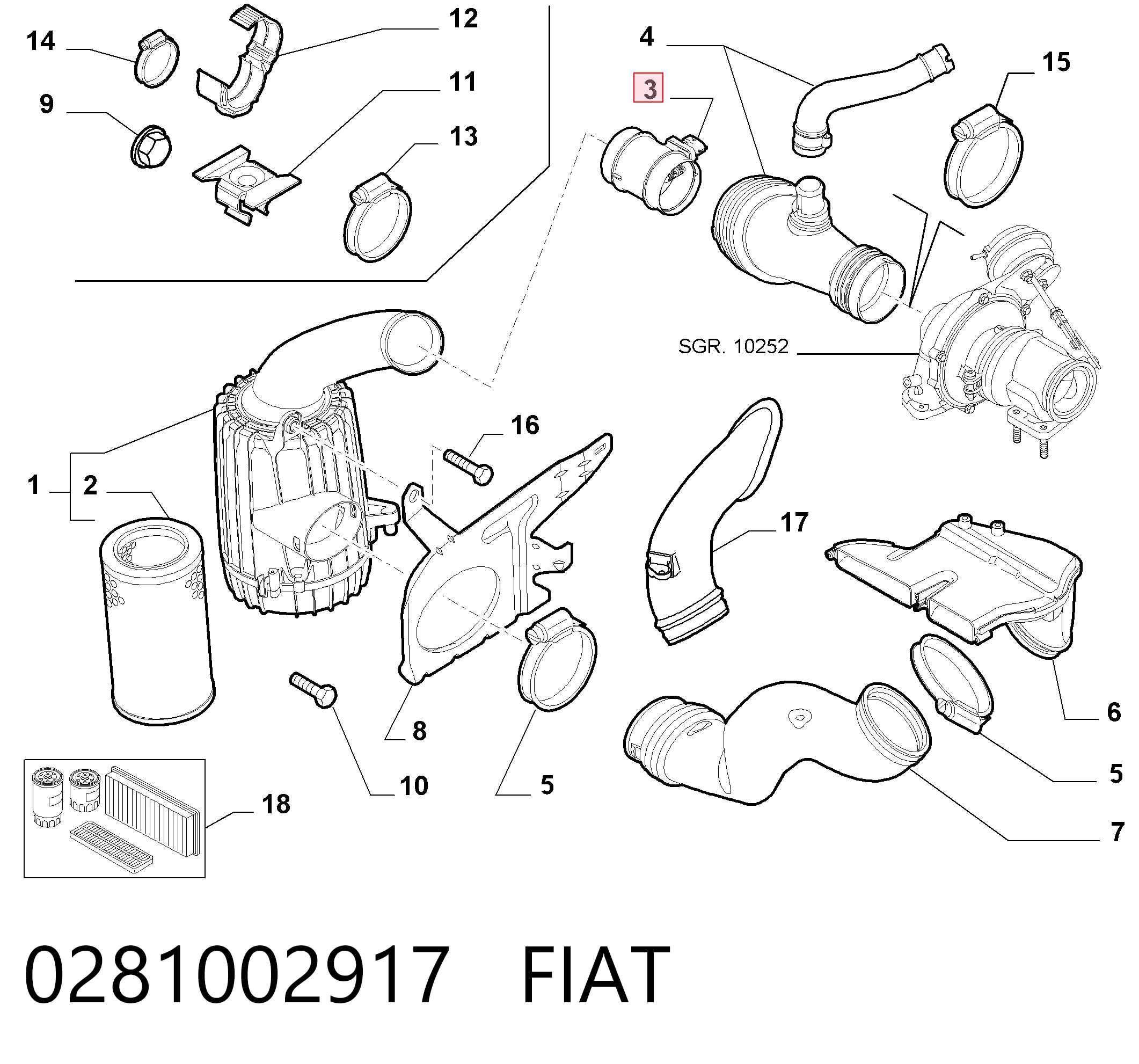 0281002917 Fiat/Alfa/Lancia Датчик витрати повітря