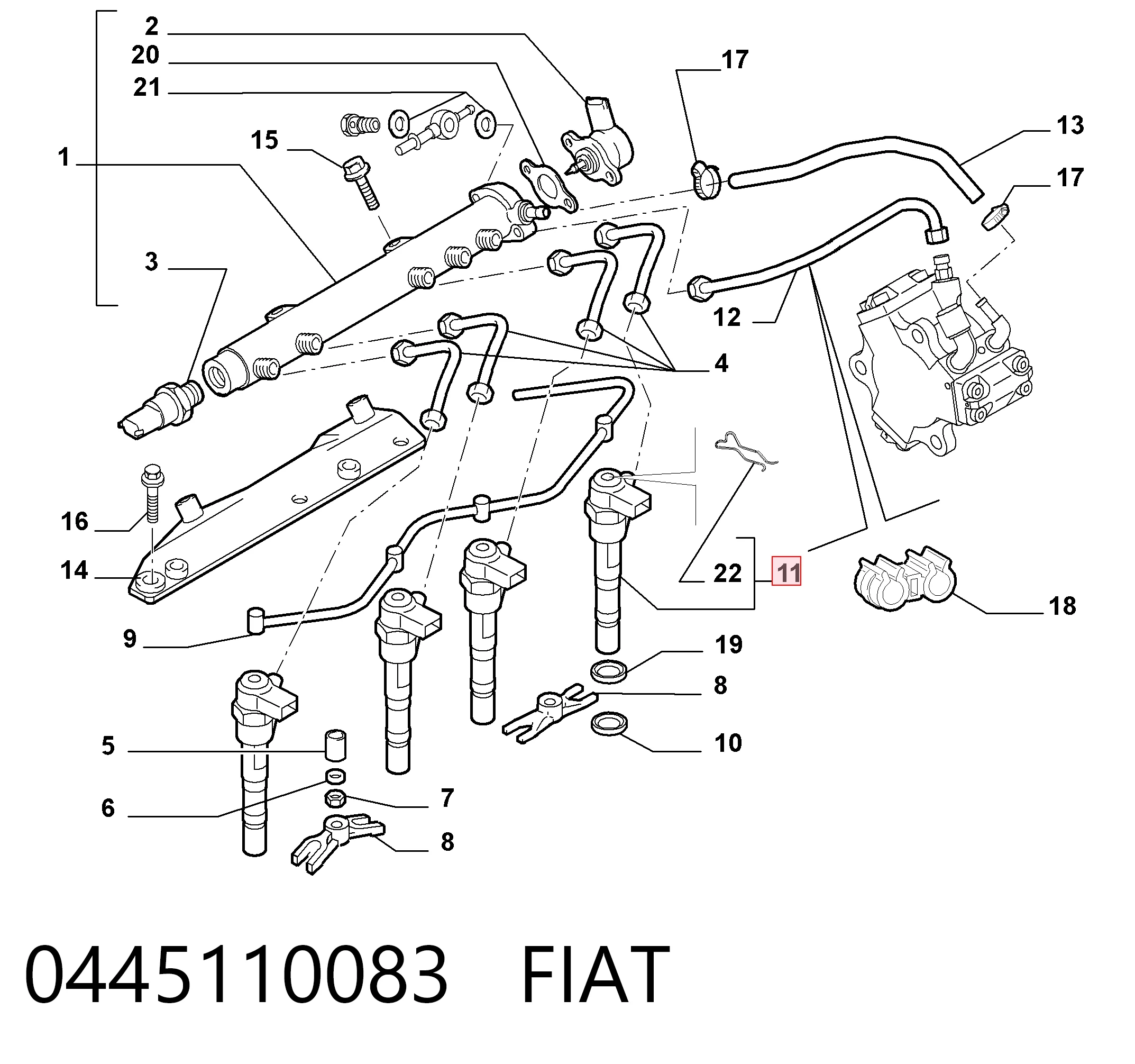 0445110083 Fiat/Alfa/Lancia Форсунка вприску палива