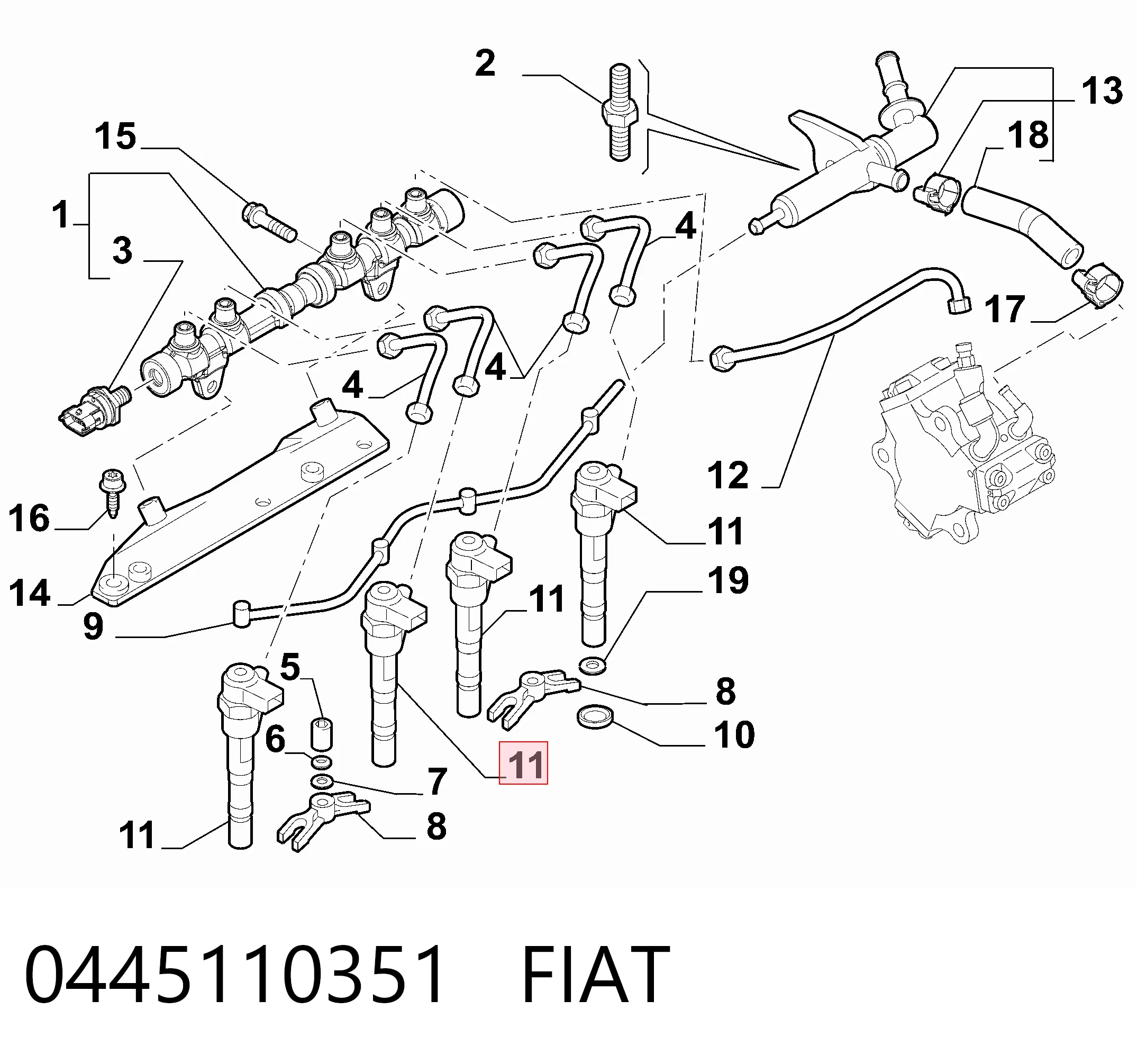 0445110351 Fiat/Alfa/Lancia Форсунка вприску палива