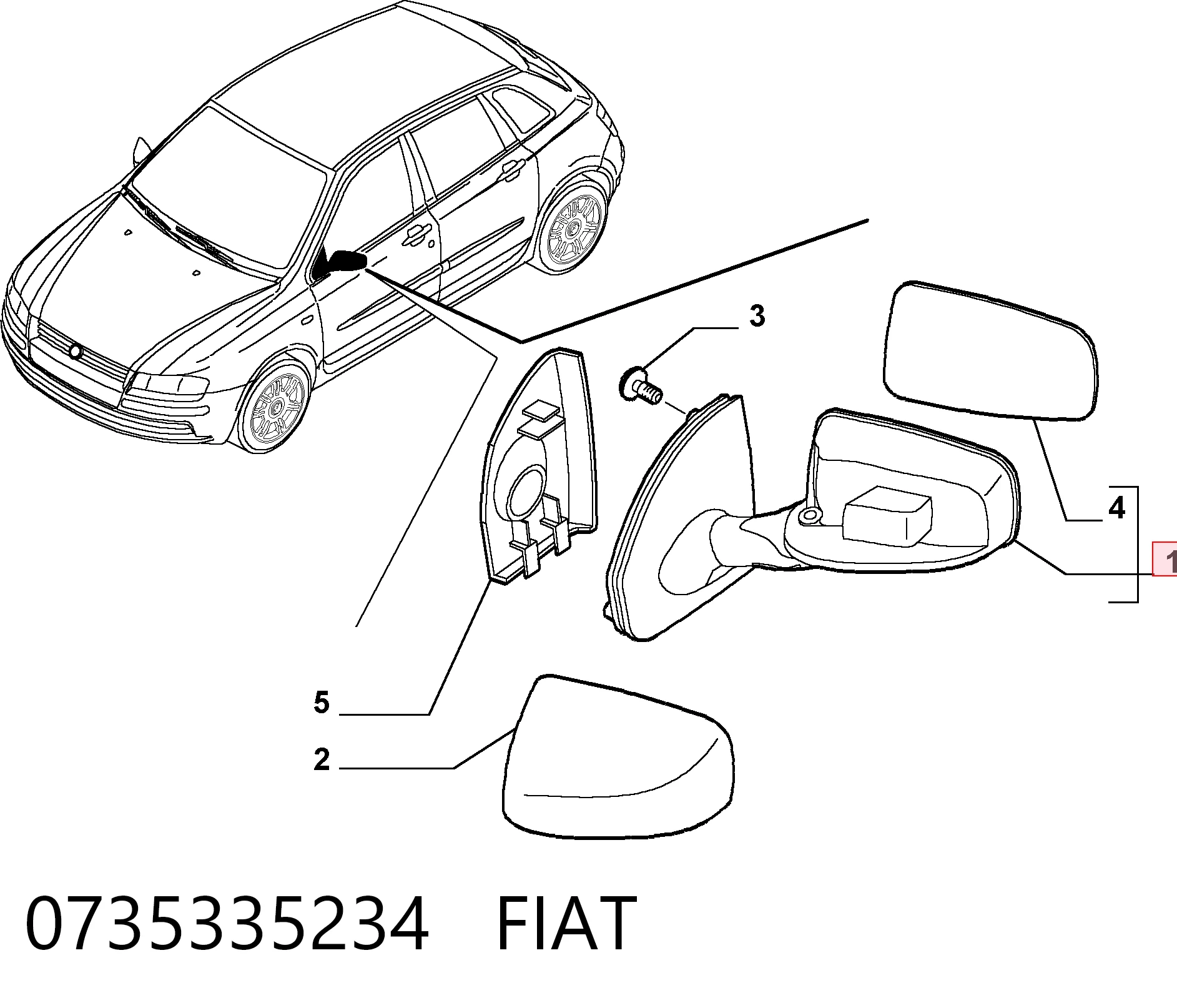 Дзеркало ліве Fiat Stilo 