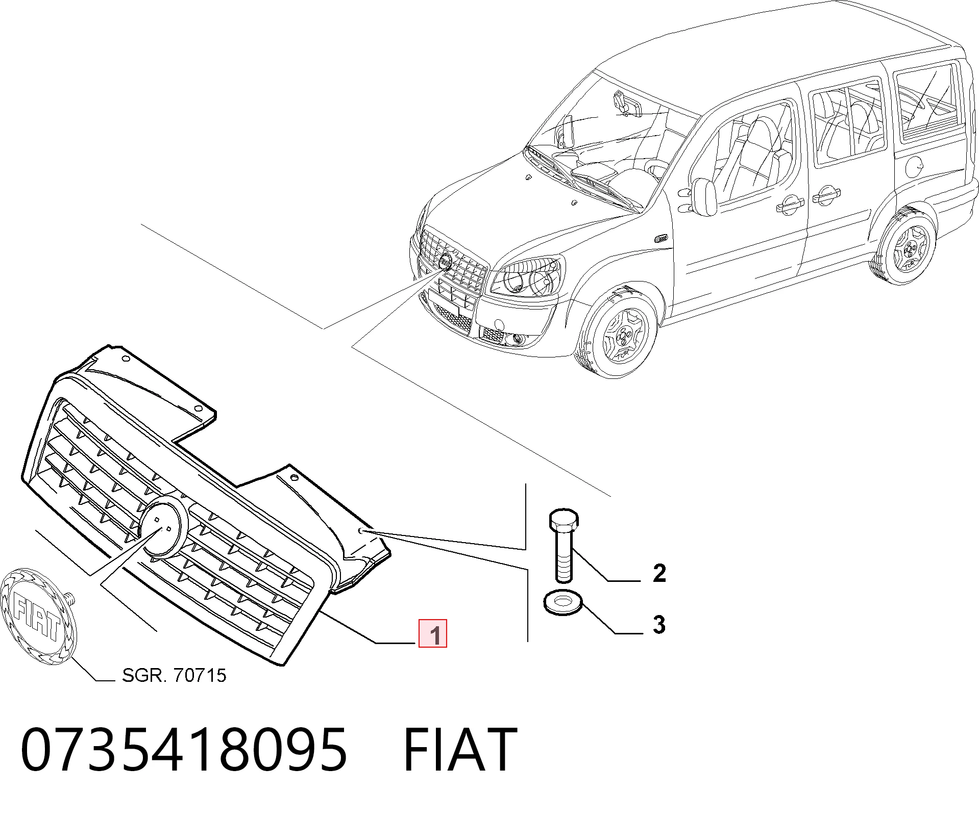 Решітка радіатора на Fiat Doblo I 119