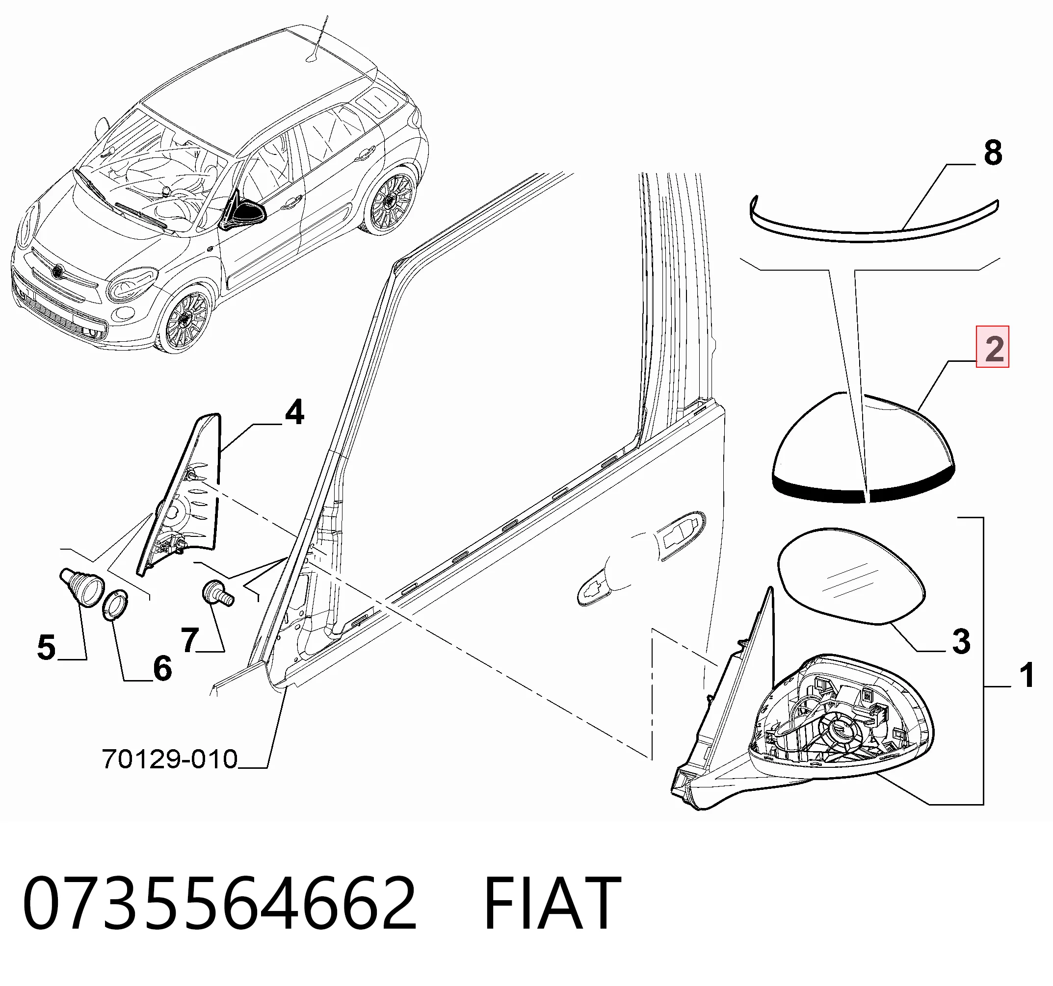 Накладка правого дзеркала заднього виду Polcar 30L155PE ціна, від 9.54 USD