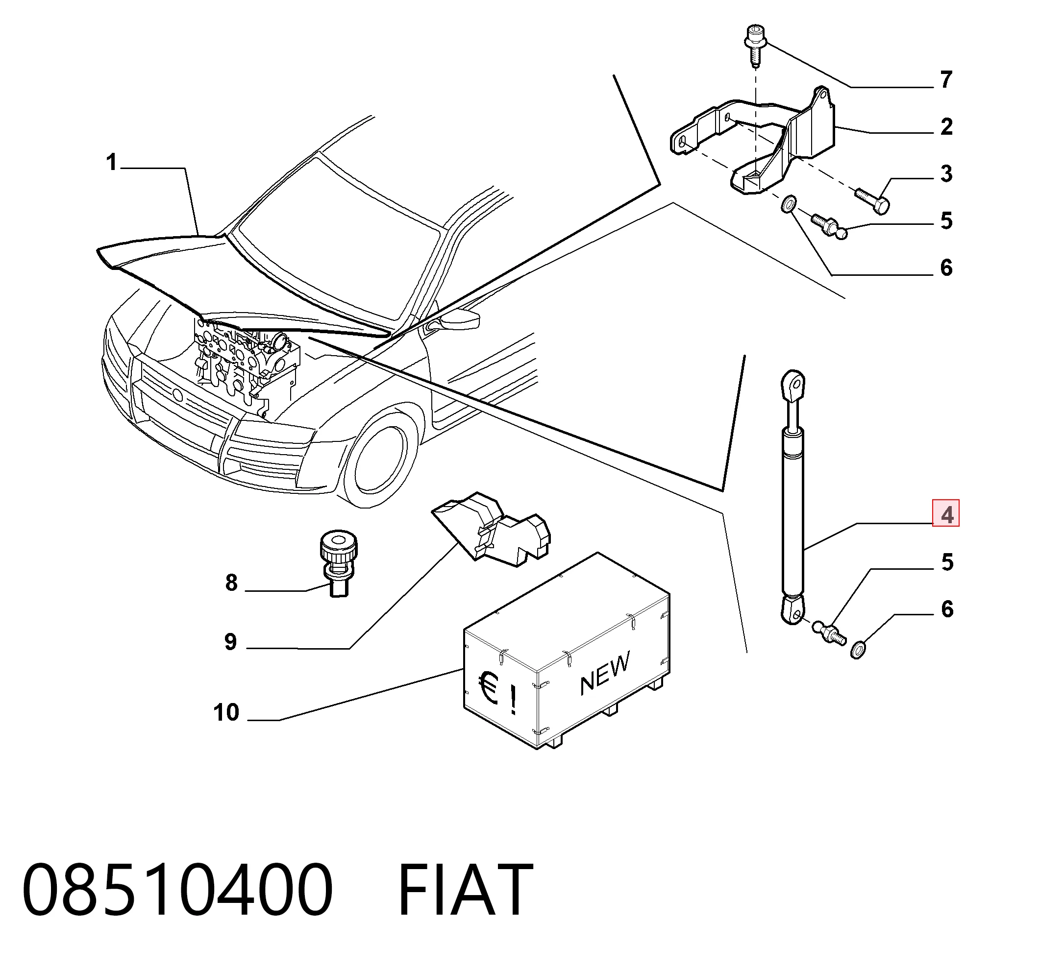  Амортизатор капота Fiat Stilo 